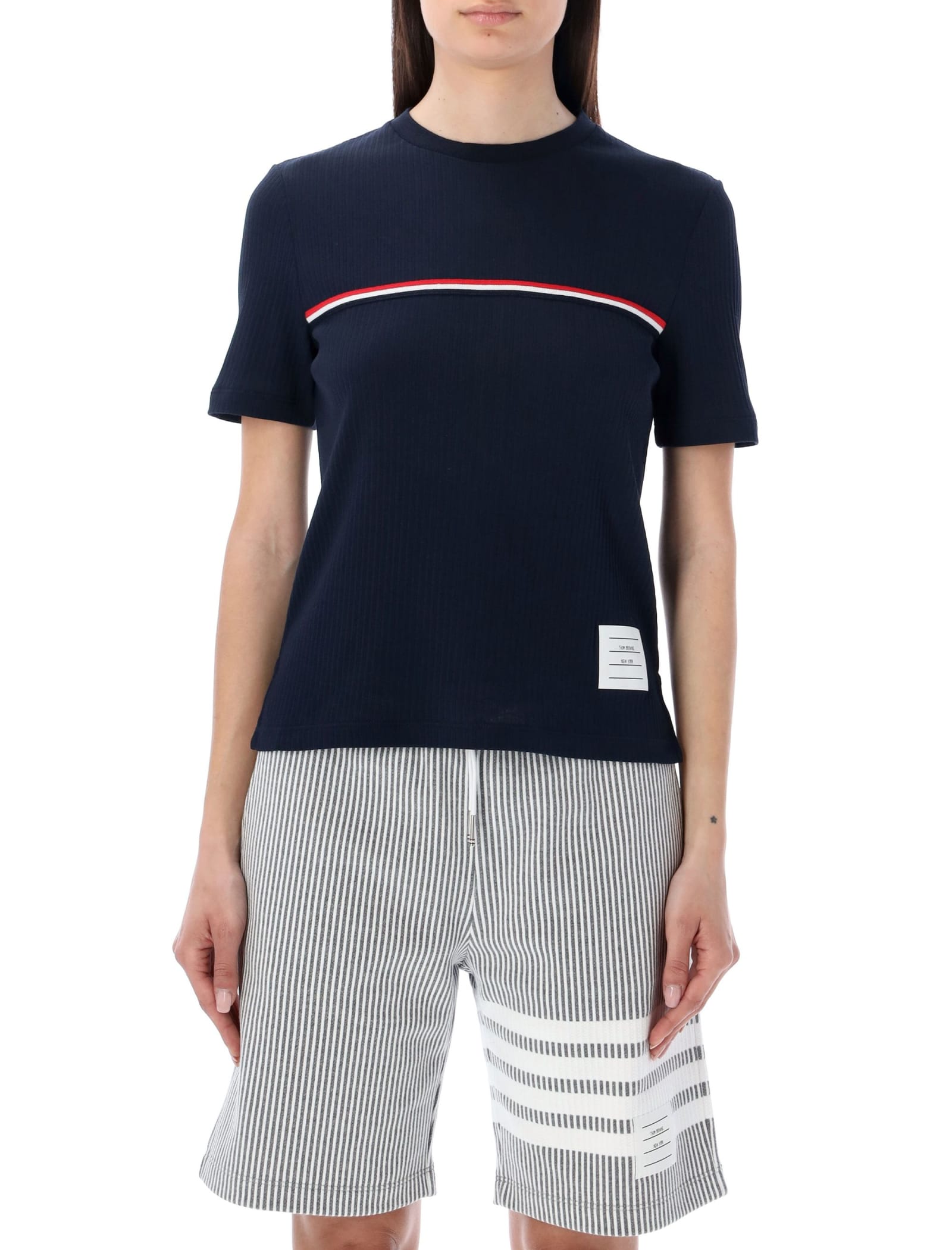 Thom Browne S/s With Red/white And Blue Stripes In Navy | ModeSens