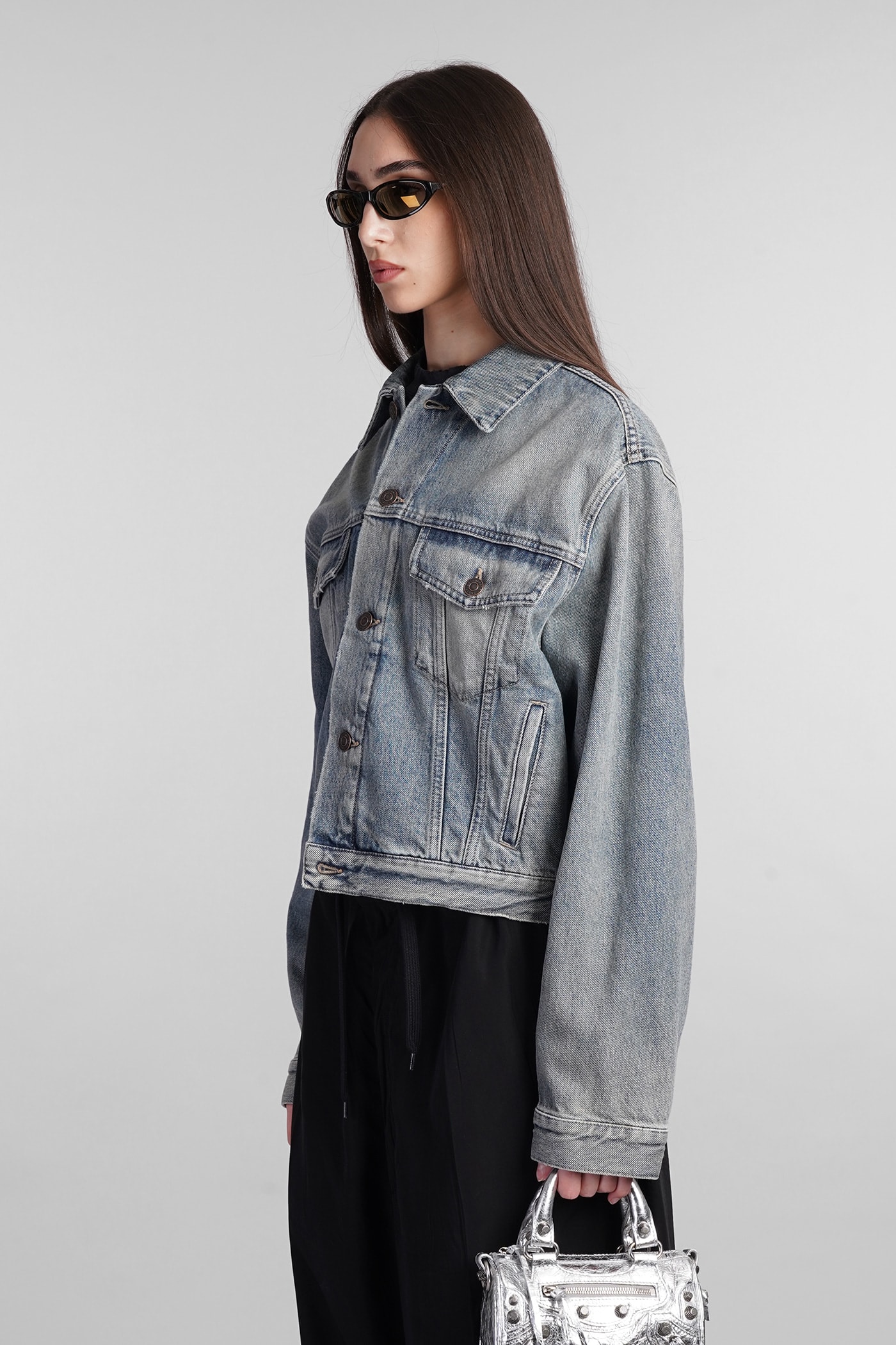 Shop Balenciaga Denim Jackets In Blue Cotton