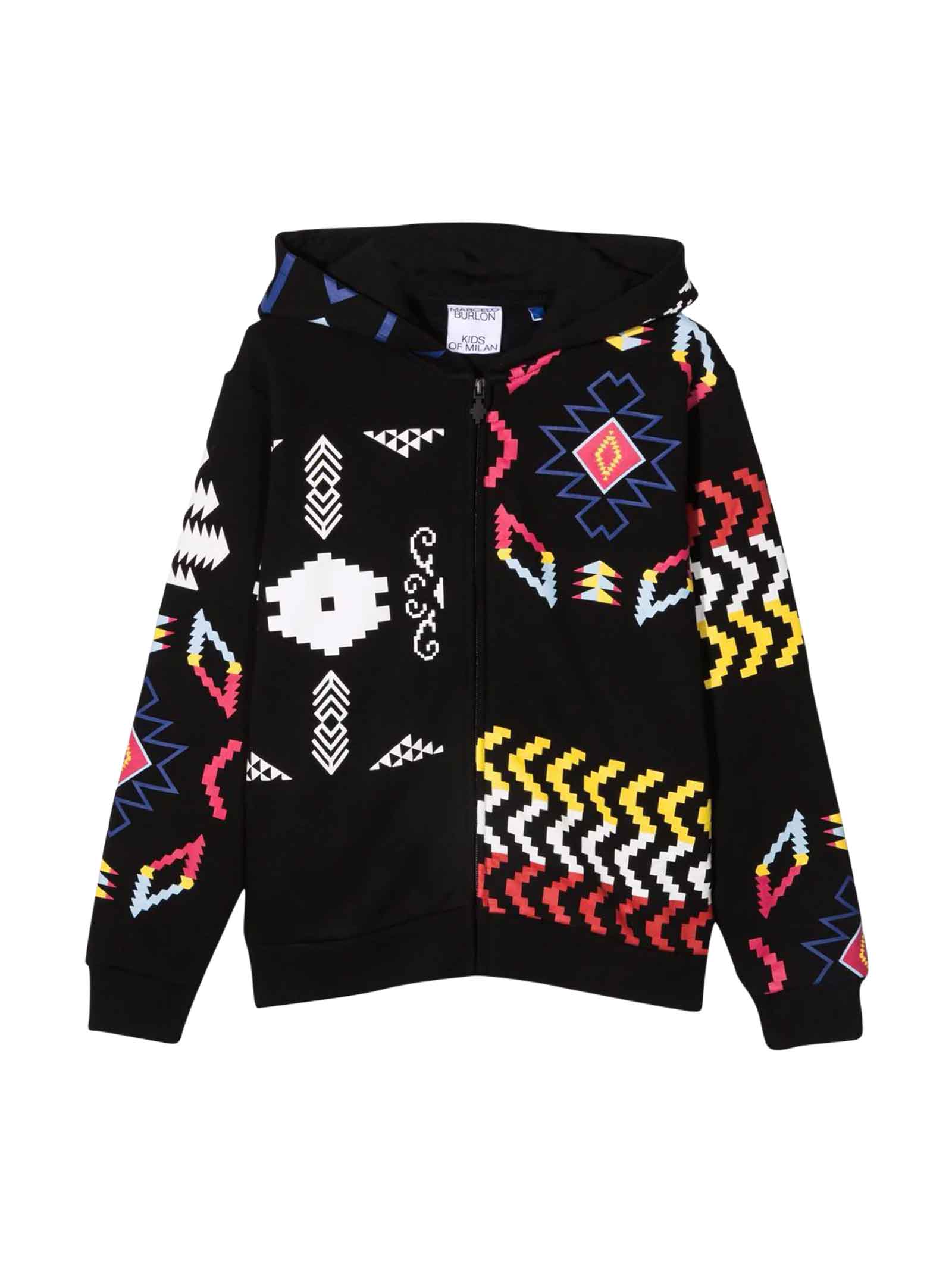 Marcelo Burlon Black Sweatshirt With Multicolor Print