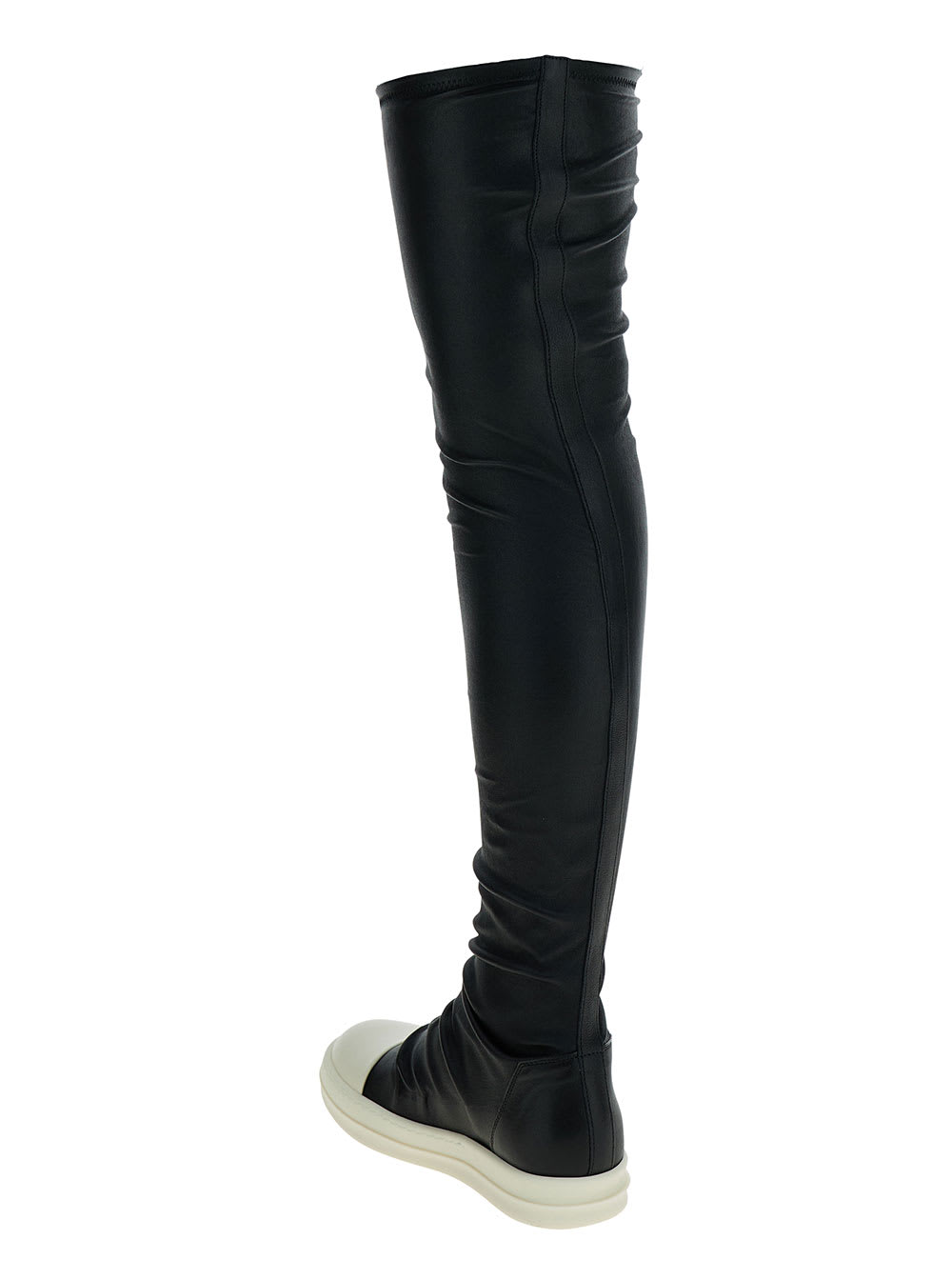 Shop Rick Owens Black Knee-high Sneakers With Platform In Leather Woman In White