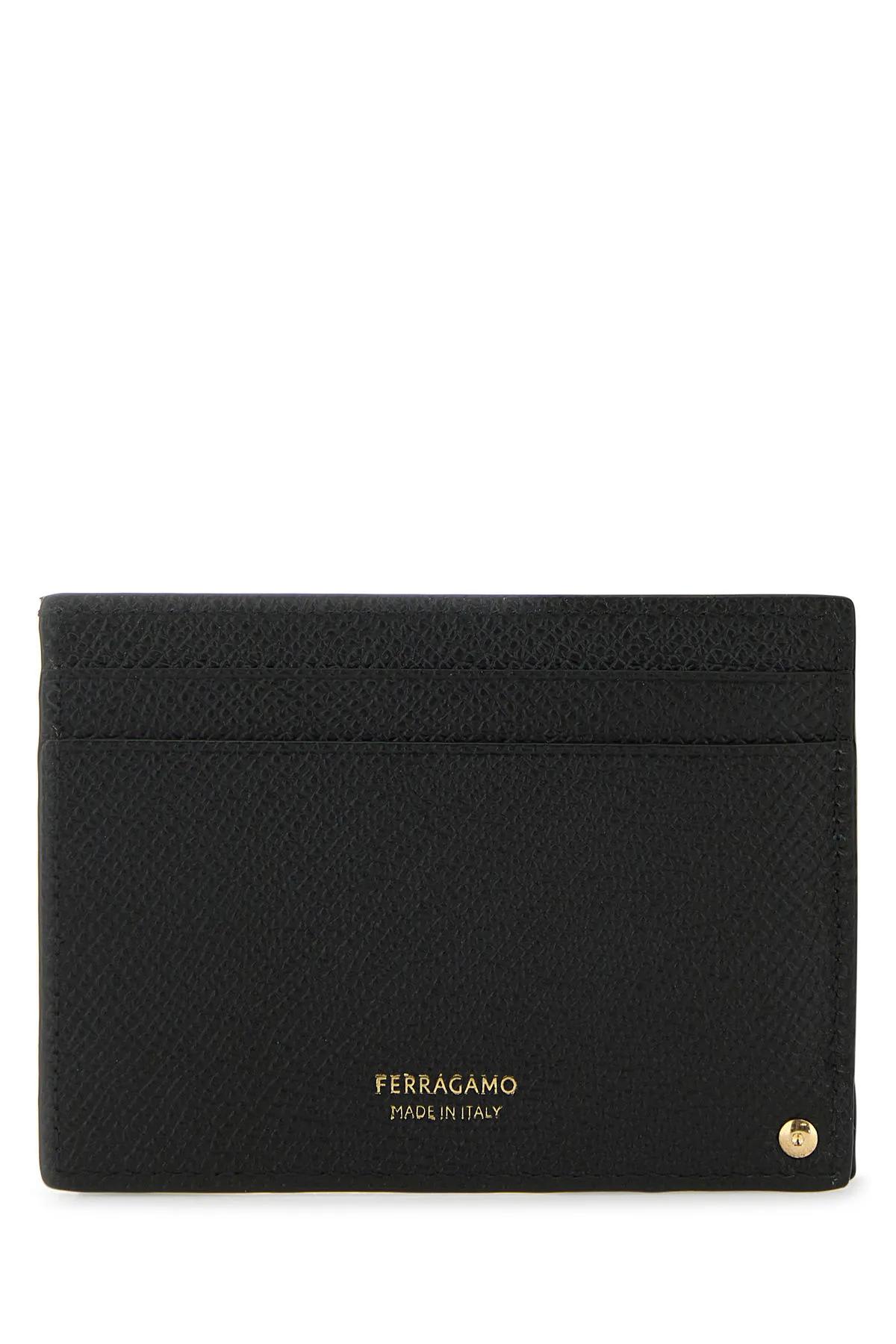 Shop Ferragamo Black Leather Card Holder In Nero