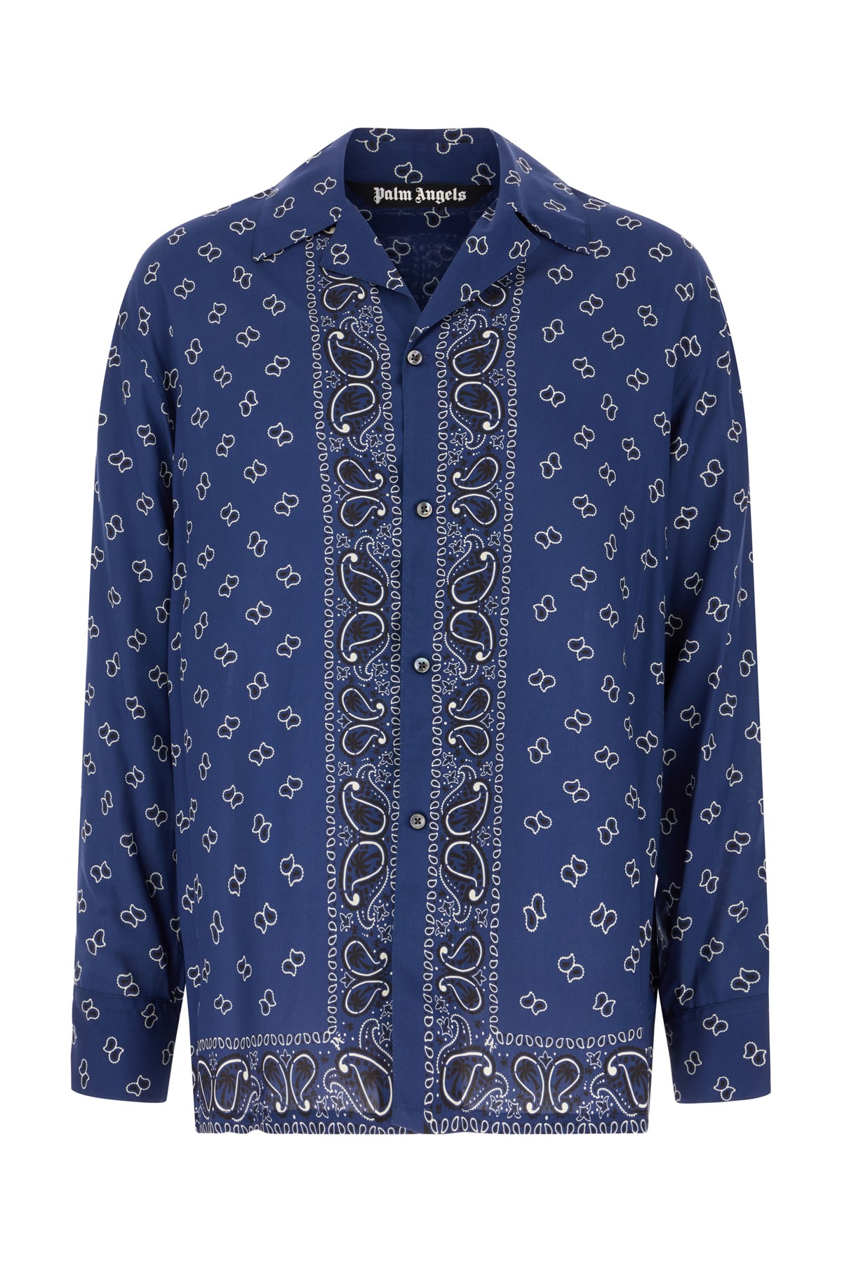 Palm Angels Printed Viscose Shirt In Blue