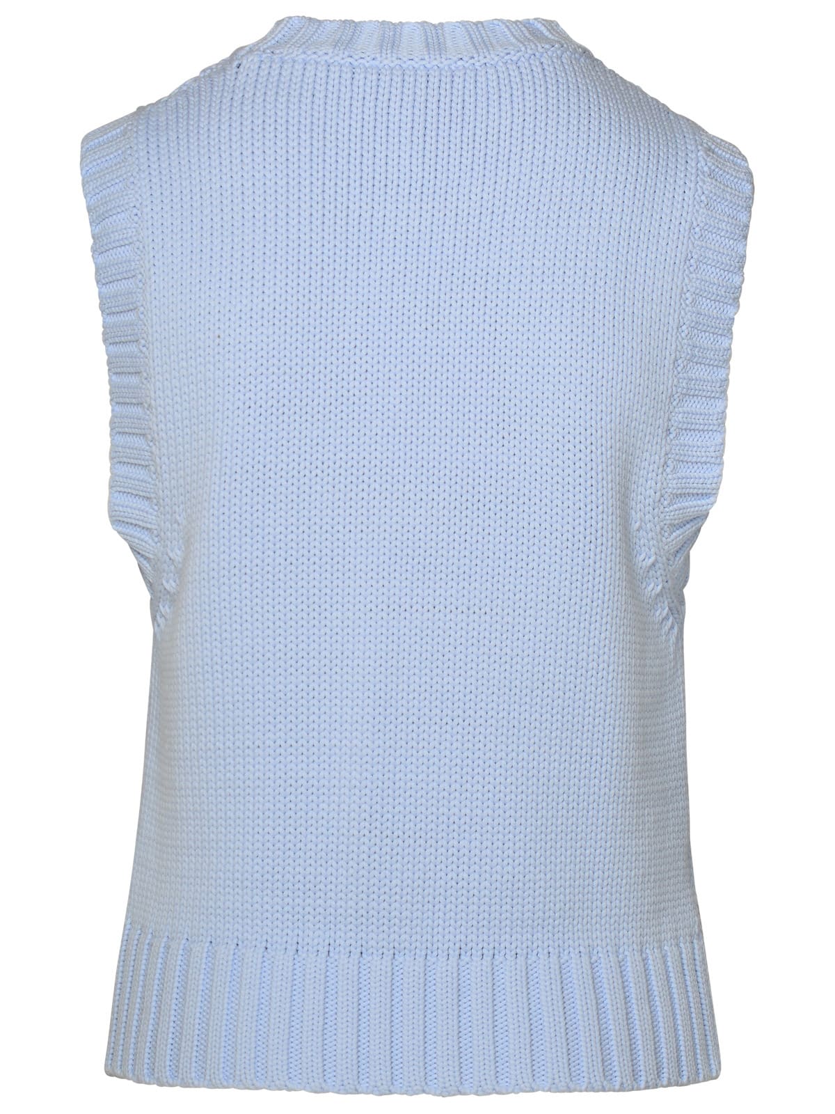Shop Ganni Light Blue Cotton Vest