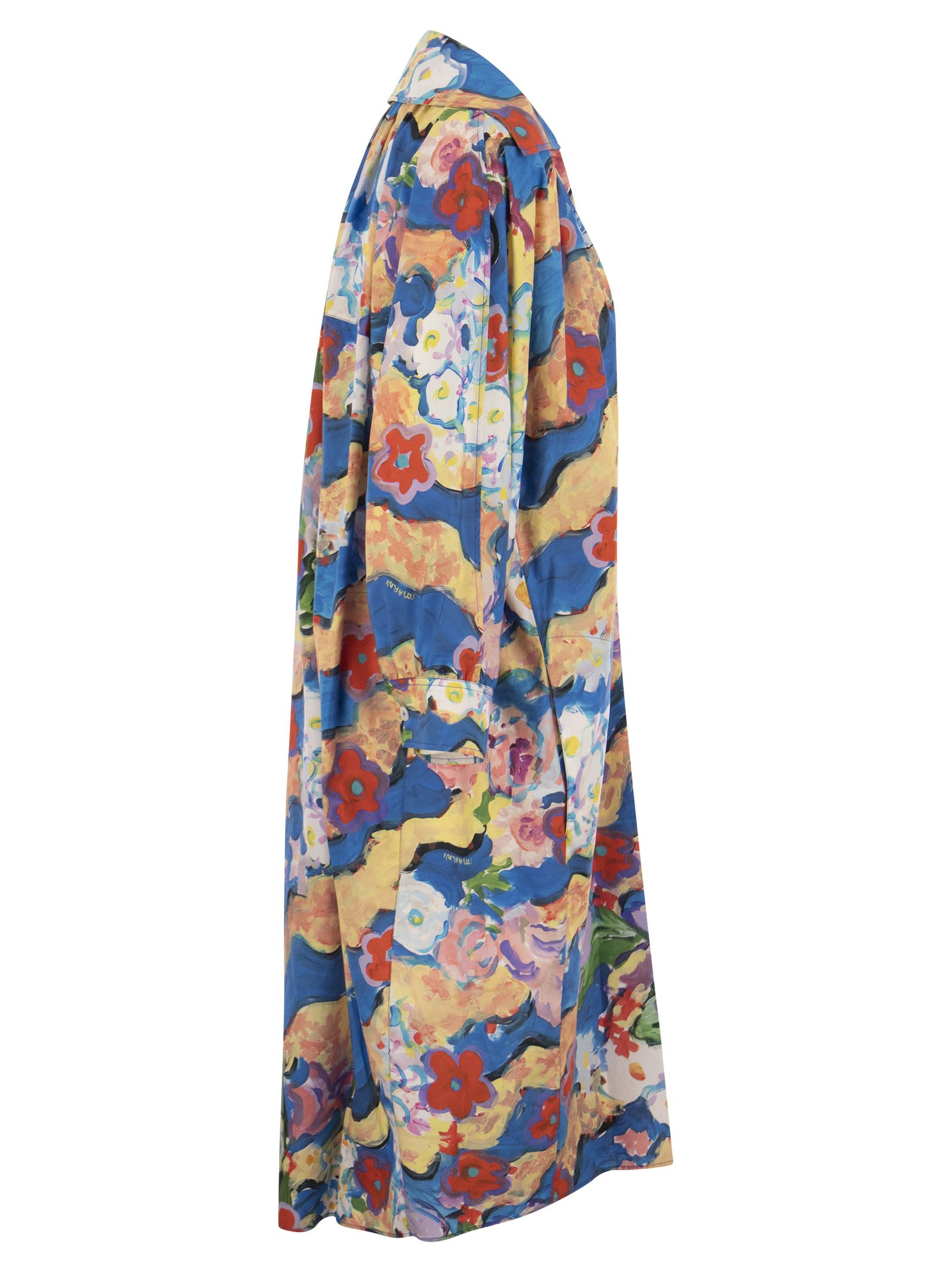 Shop Marni Printed Poplin Dress In Cobalto