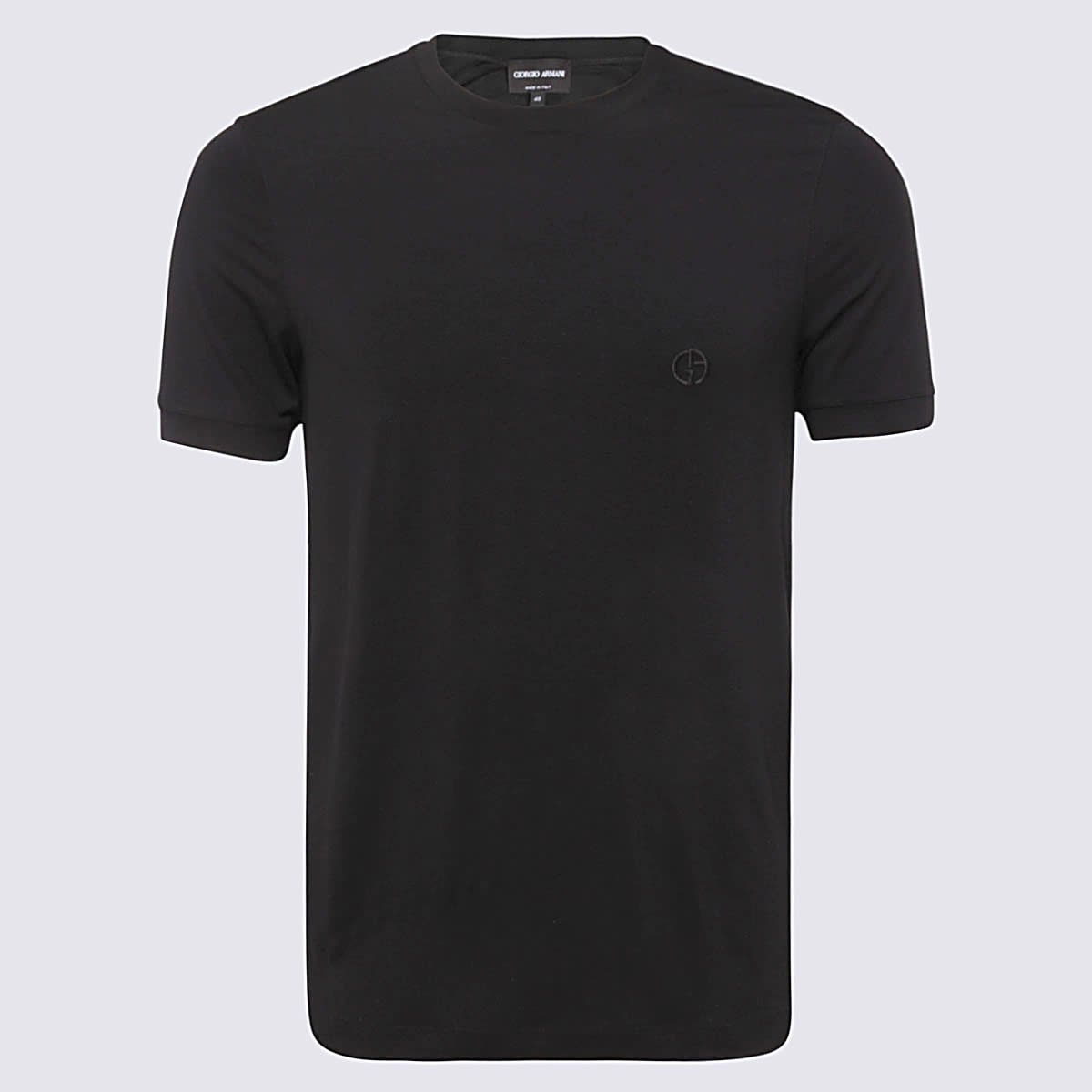 Shop Giorgio Armani Black Viscose Stretch T-shirt