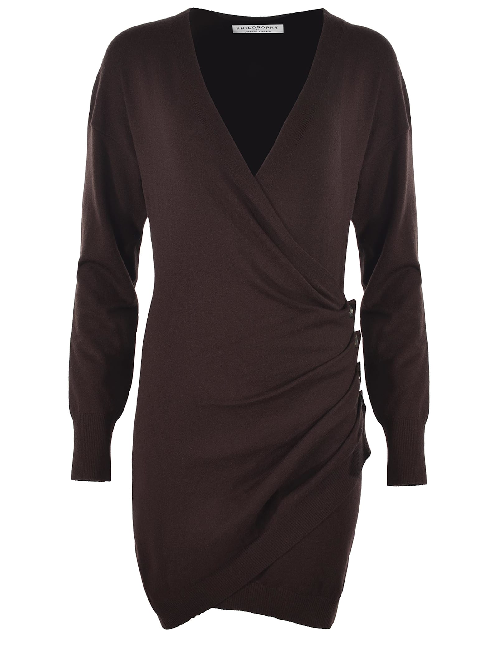 V-neck Wrap Long-sleeved Dress