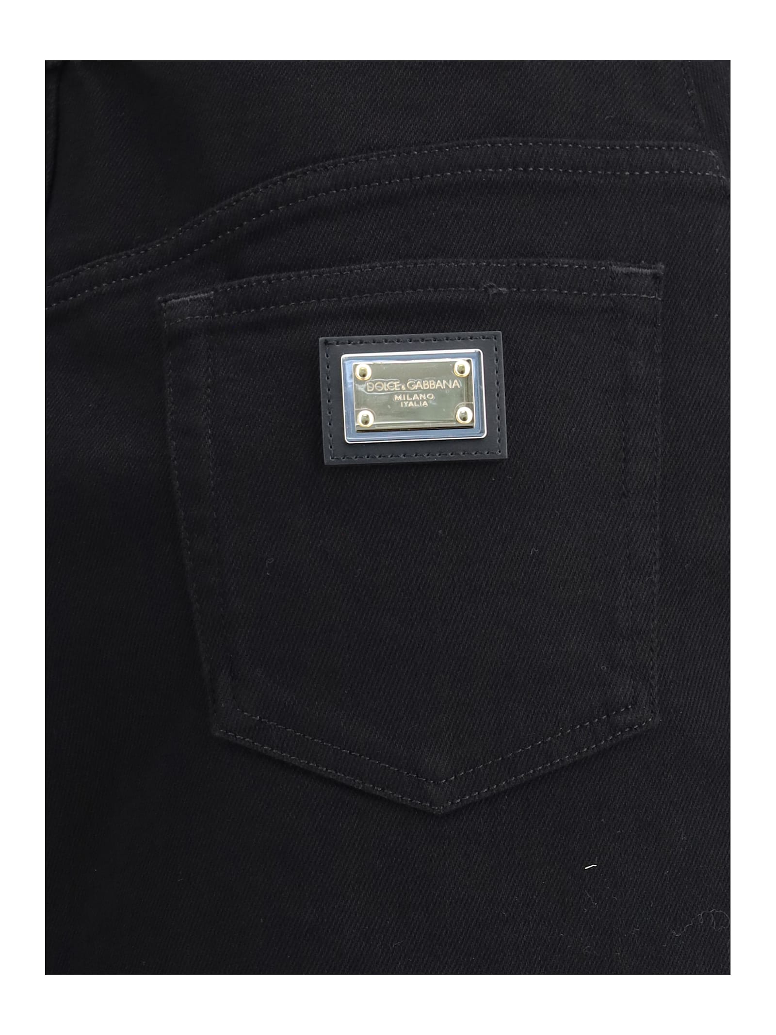 Dolce & Gabbana High-waisted Denim Midi Skirt With Back Pockets In Variante Abbinata