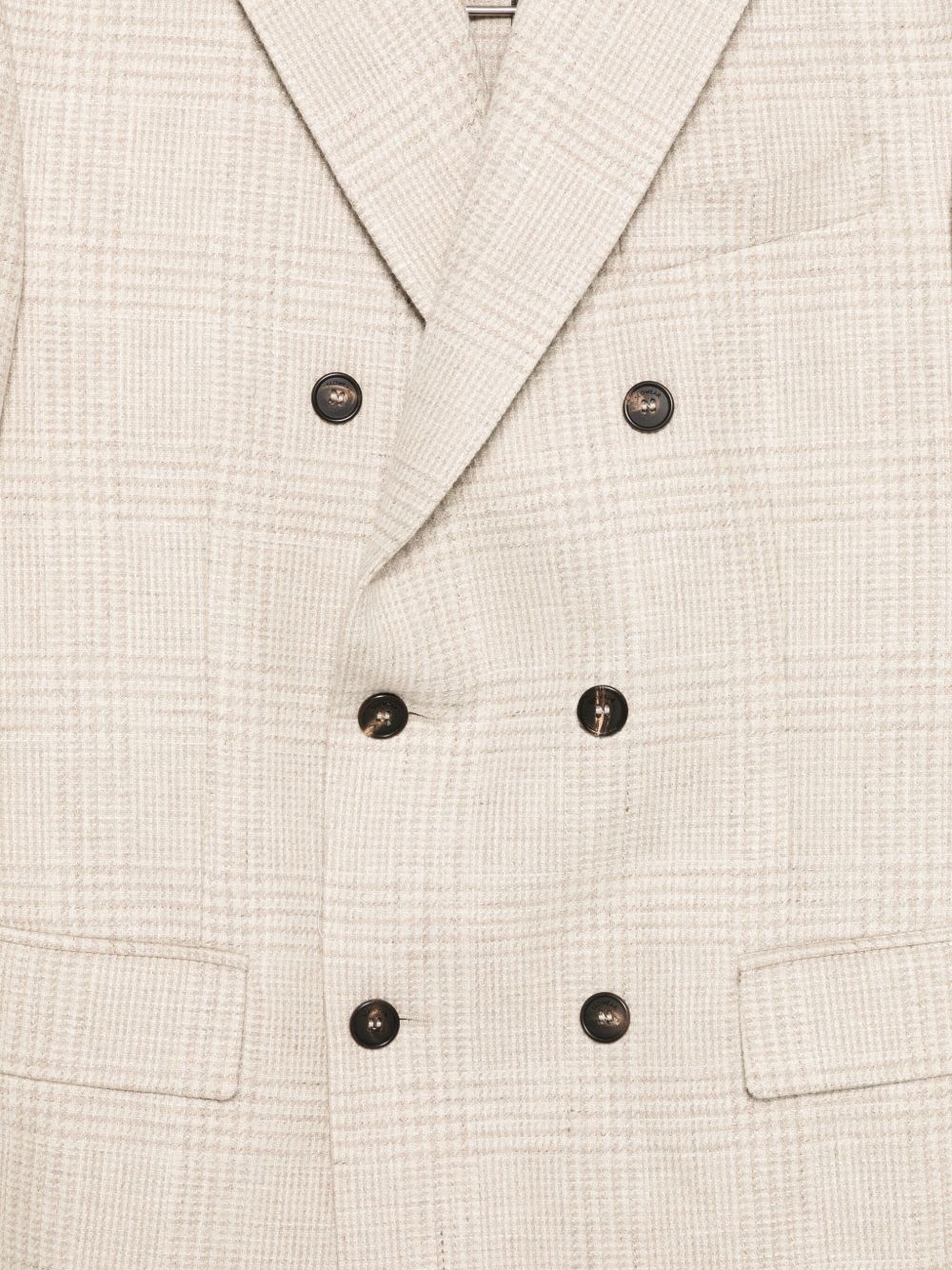 Incotex Beige Jacket Checked Pattern Double-breasted In Neutral