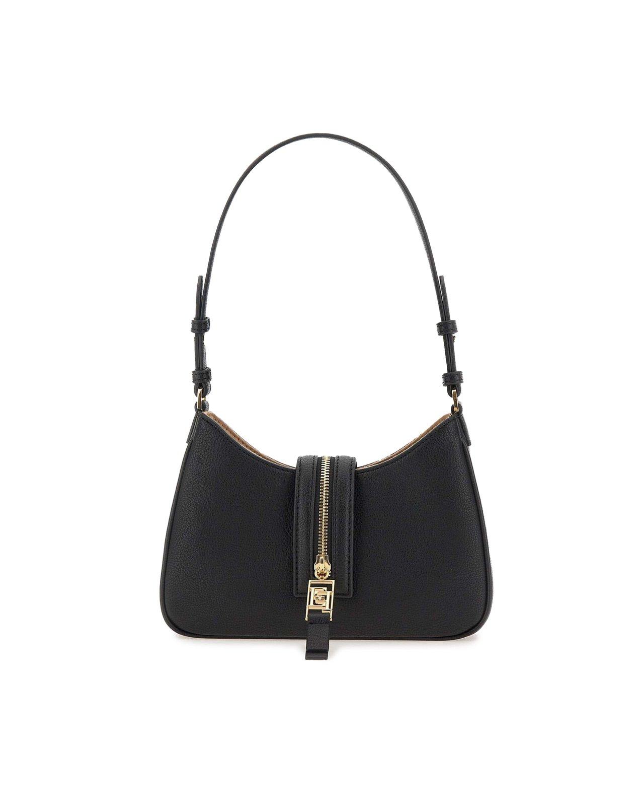 Shop Elisabetta Franchi Classic Zip-detailed Shoulder Bag In Black