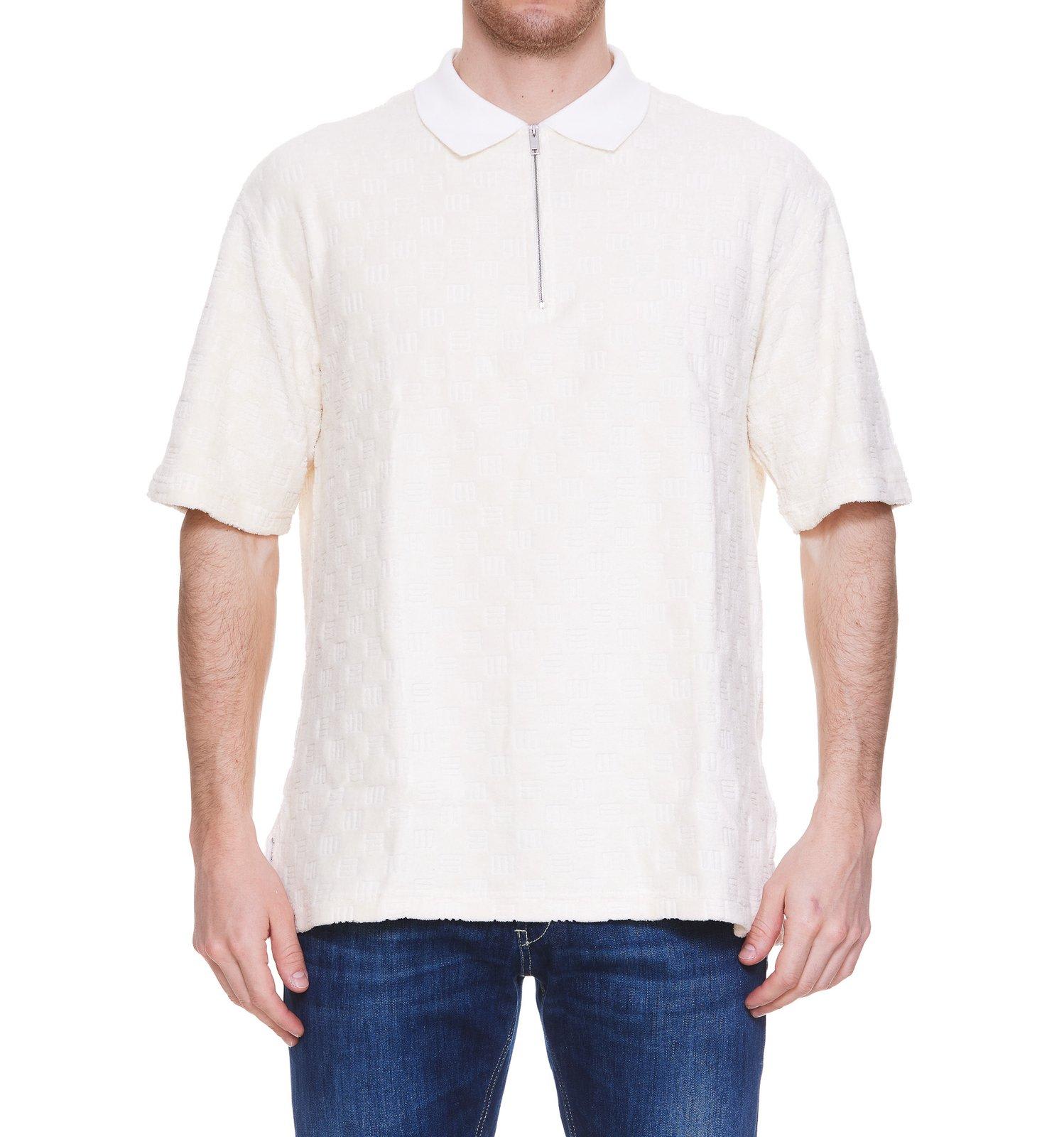Monogram Pattern Zipped Polo Shirt