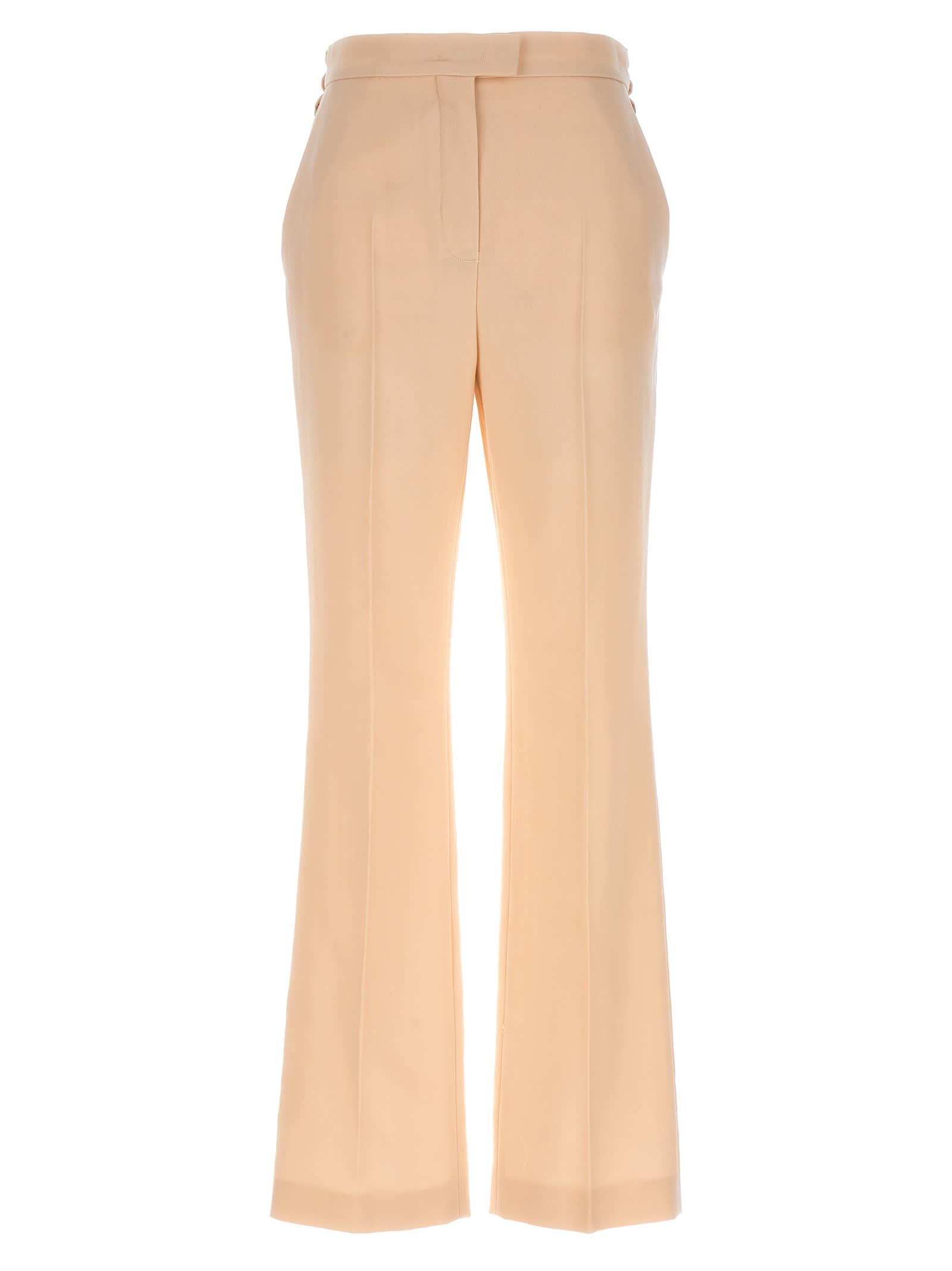 Shop Fendi Grain De Poudre Pleated Panel Pants In White