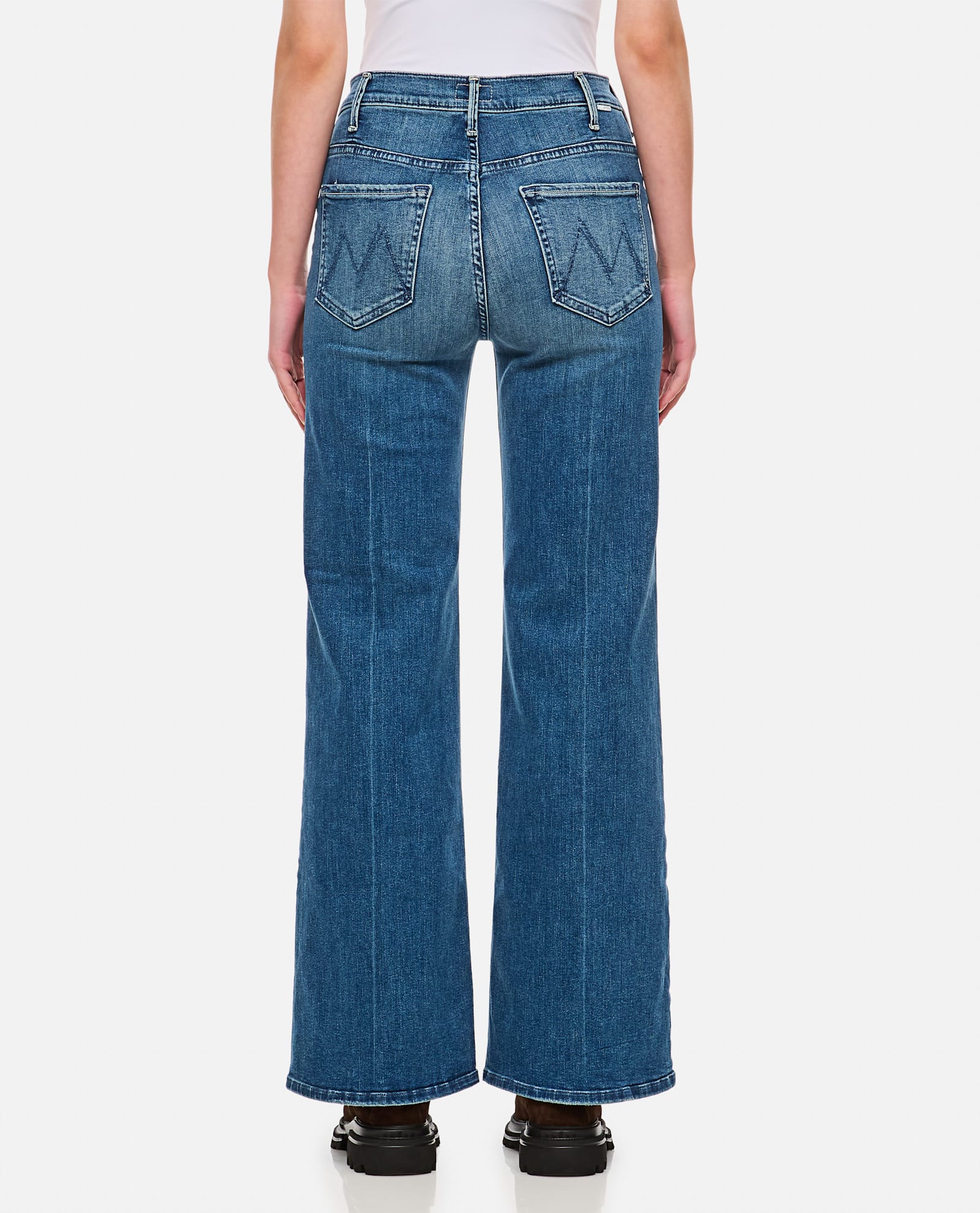 Shop Mother The Hustler Roller Skimp Denim Pants In Blue