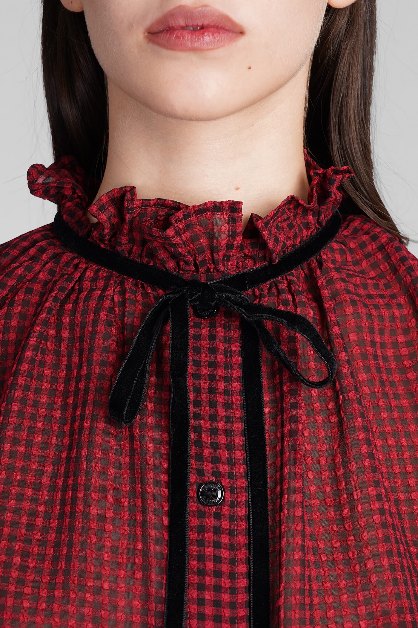 Shop Ganni Shirt In Red Polyester