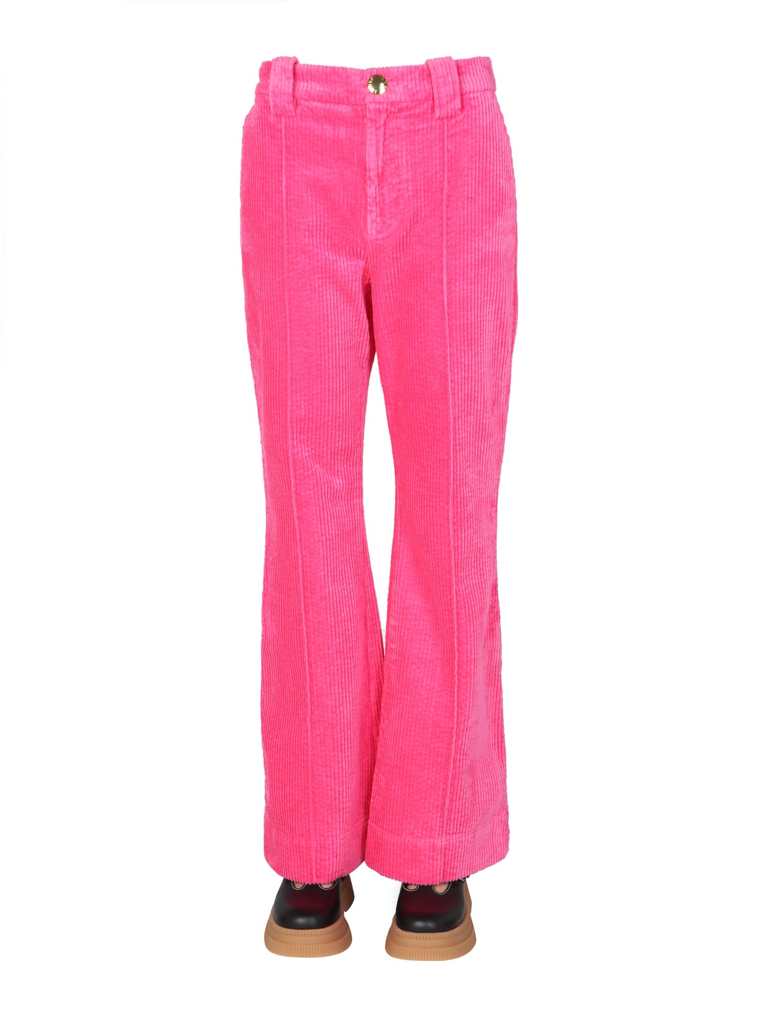 Ganni Organic Cotton Ribbed Trousers