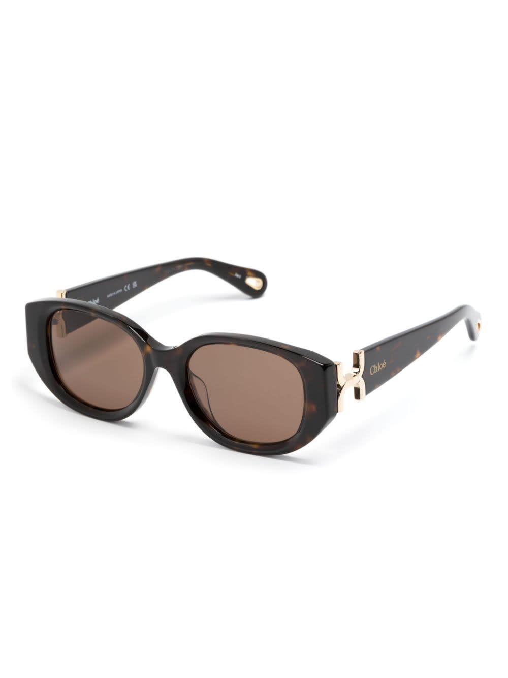 Shop Chloé Havana Oval-frame Sunglasses In Brown