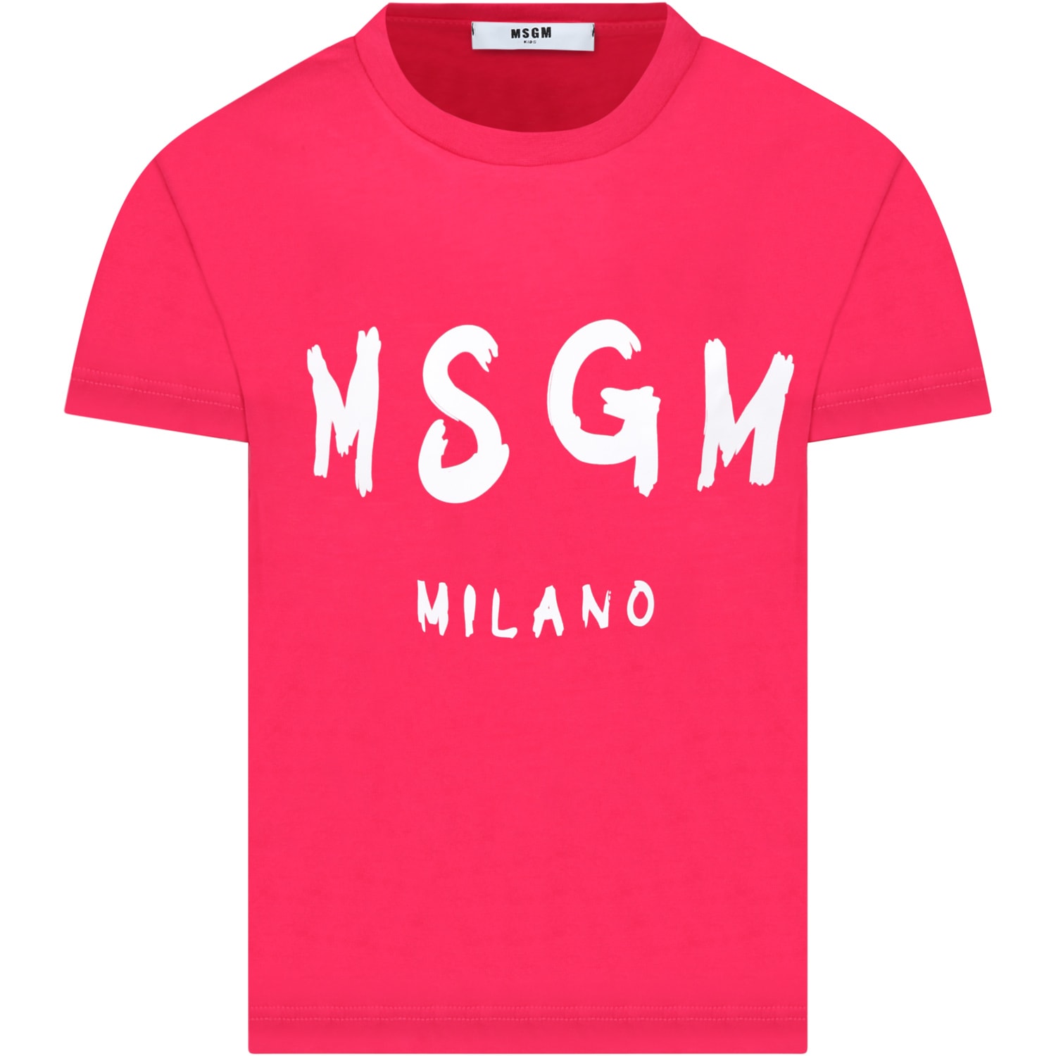 MSGM Fuchsia T-shirt For Girl With Logo