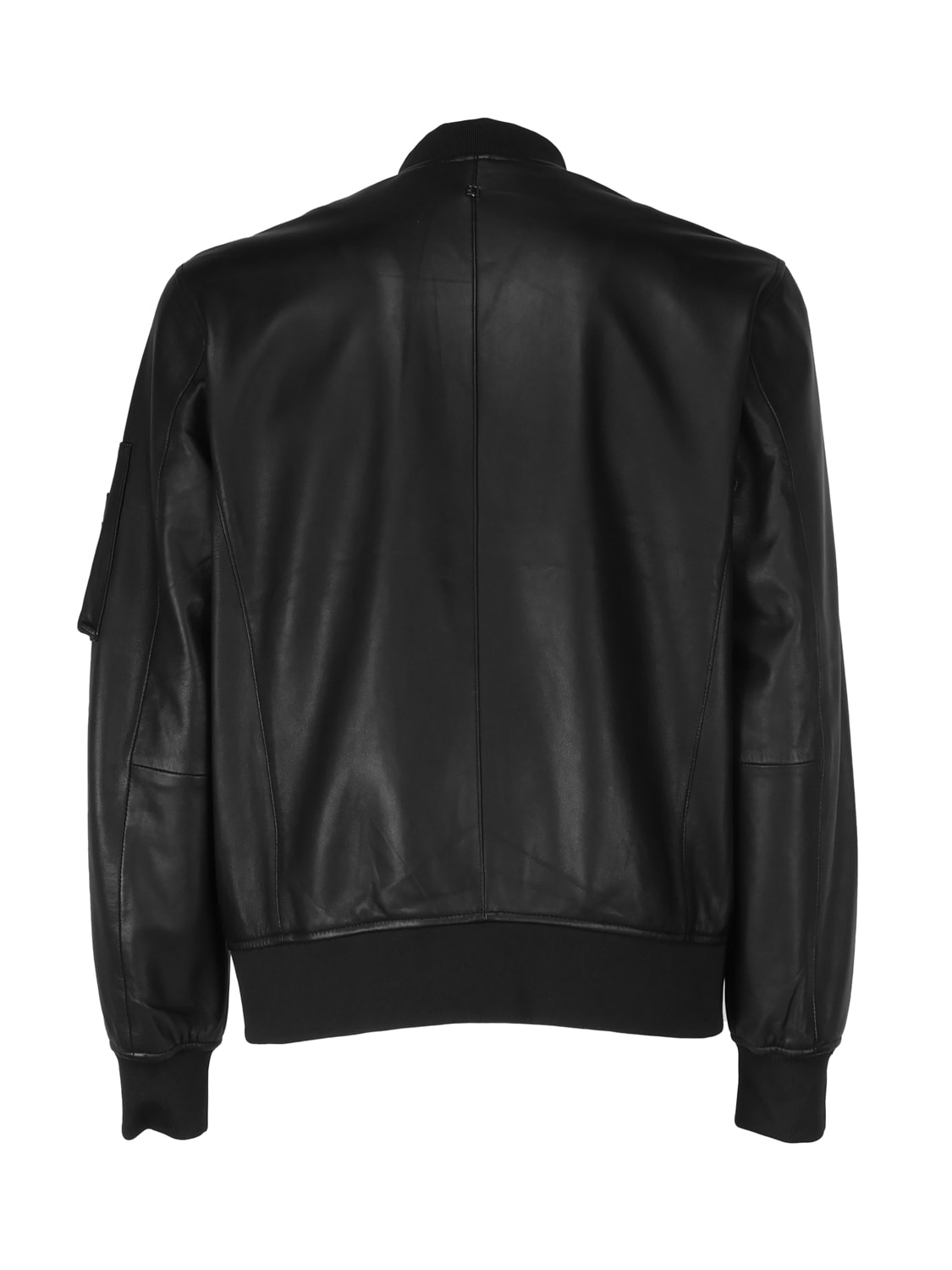 Shop Dondup Leather Jacket With Zip In Nero