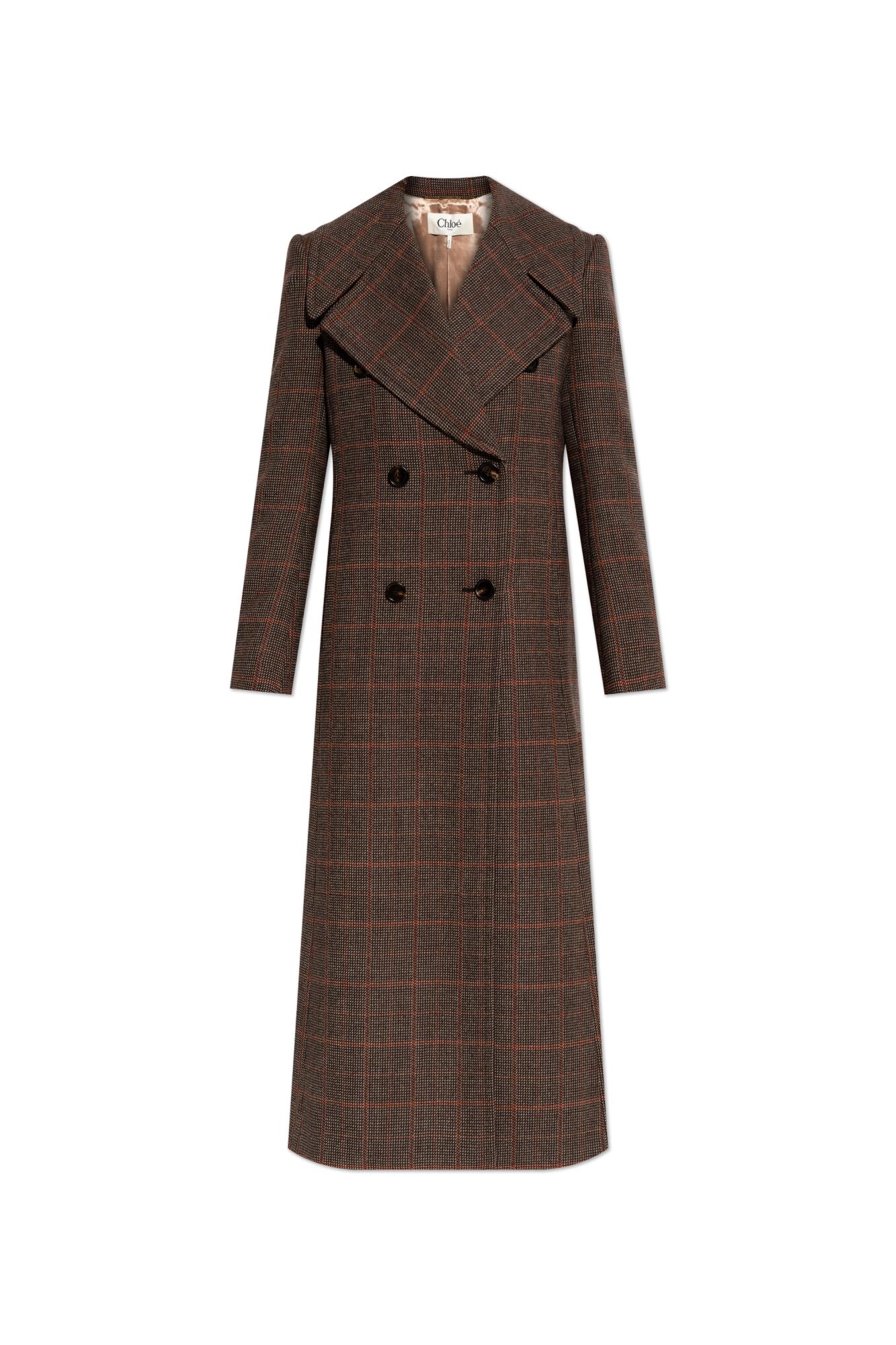Double-breasted Coat With A Check Pattern - Chloé - Modalova