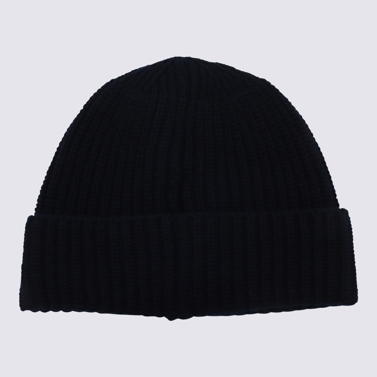 Stone Island Beanie With Compass Patch And Ribbed Cuff In Blue