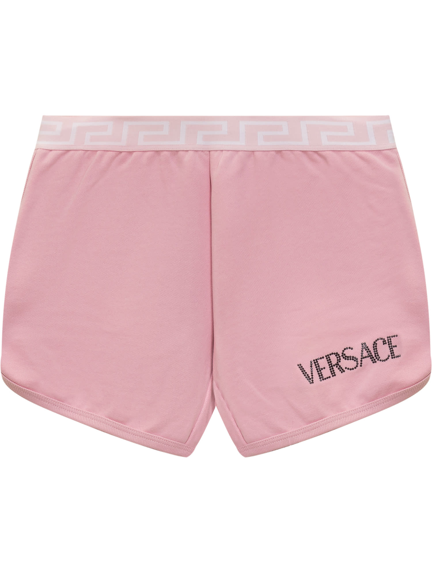 Versace Kids' Greca Shorts In Rosa-nero