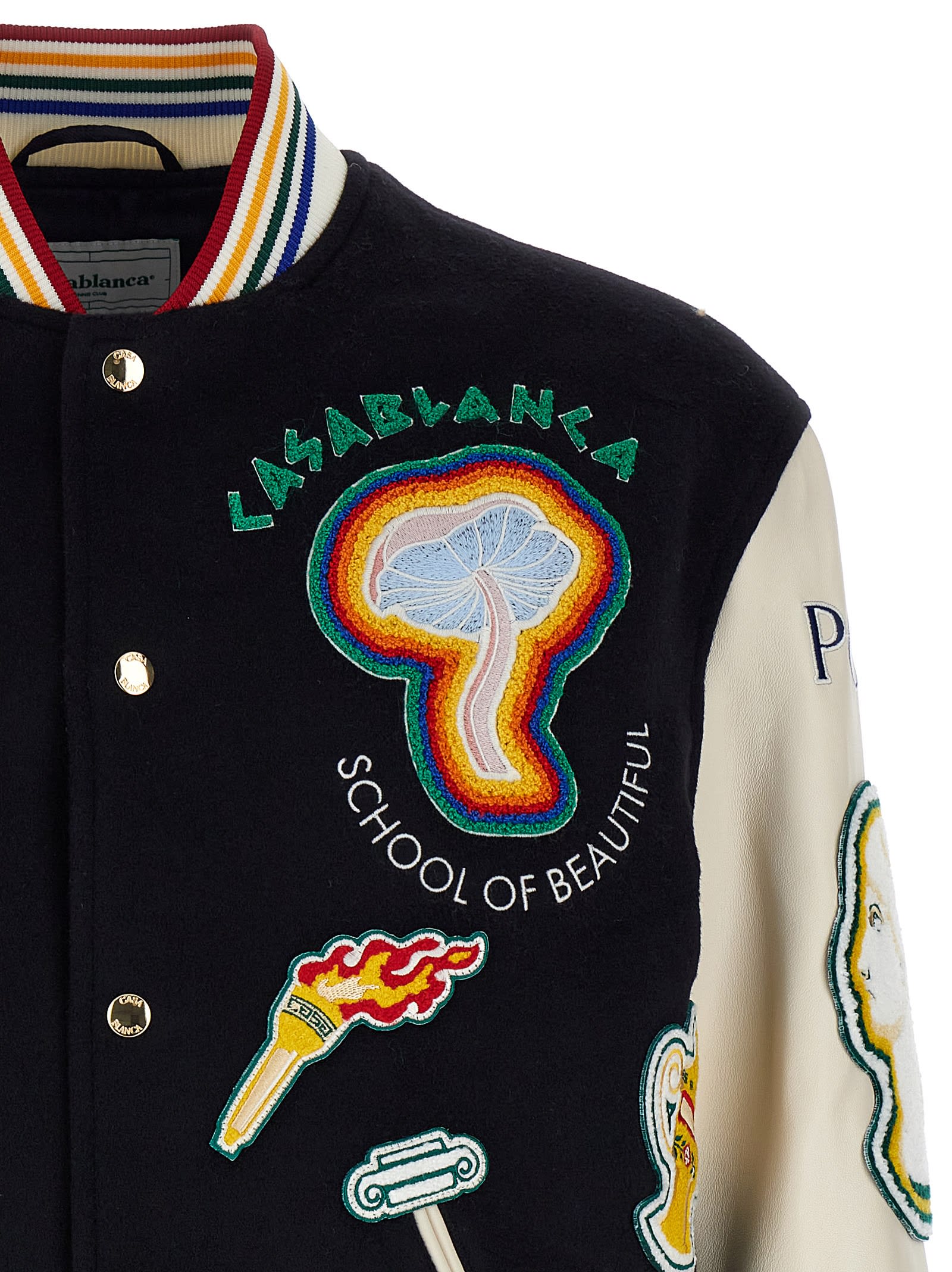 Shop Casablanca Chenille Embroidered Patchwork Bomber Jacket In Multicolor