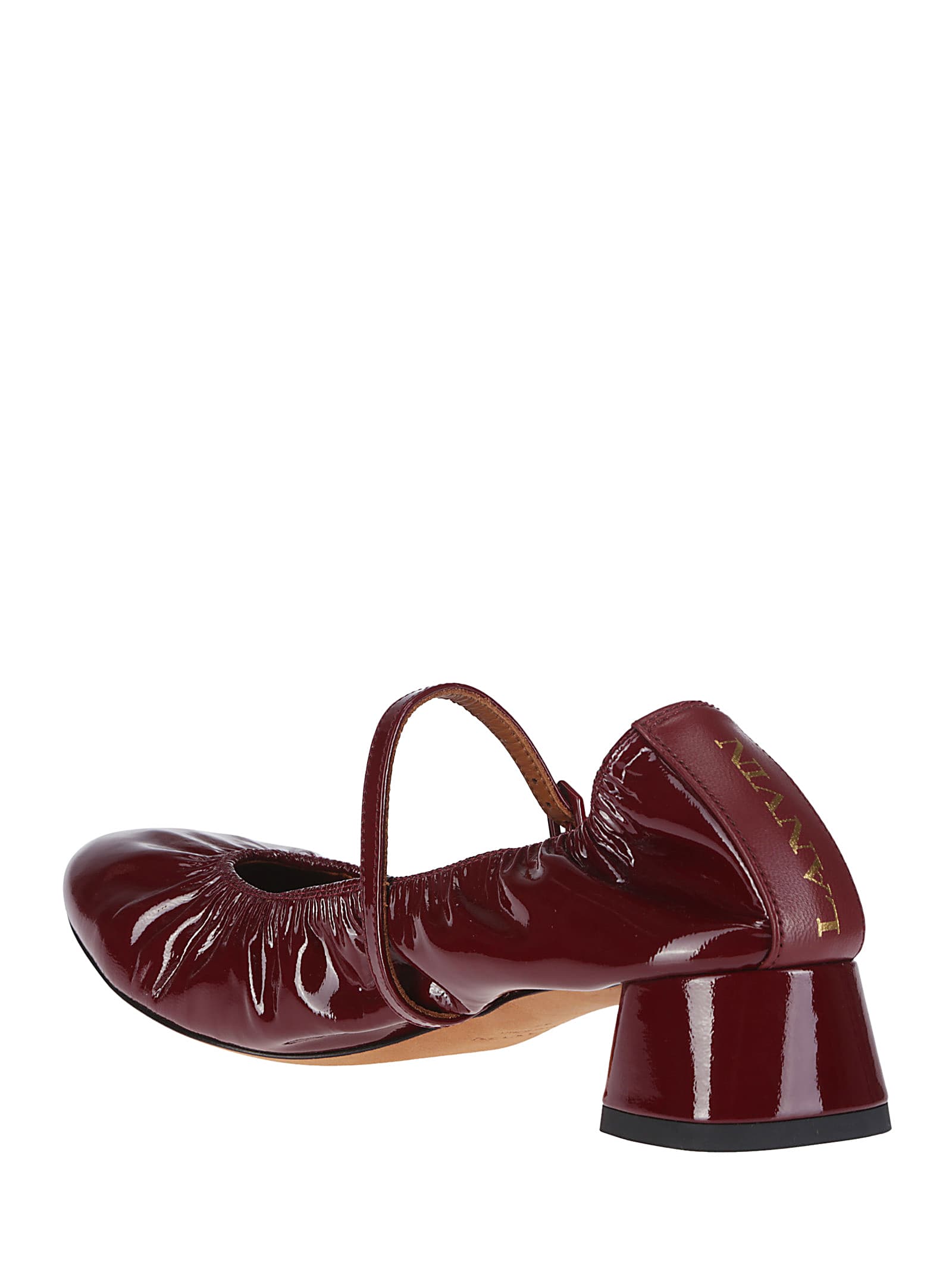 Shop Lanvin Ballerina With Strap And Heel In Burgundy