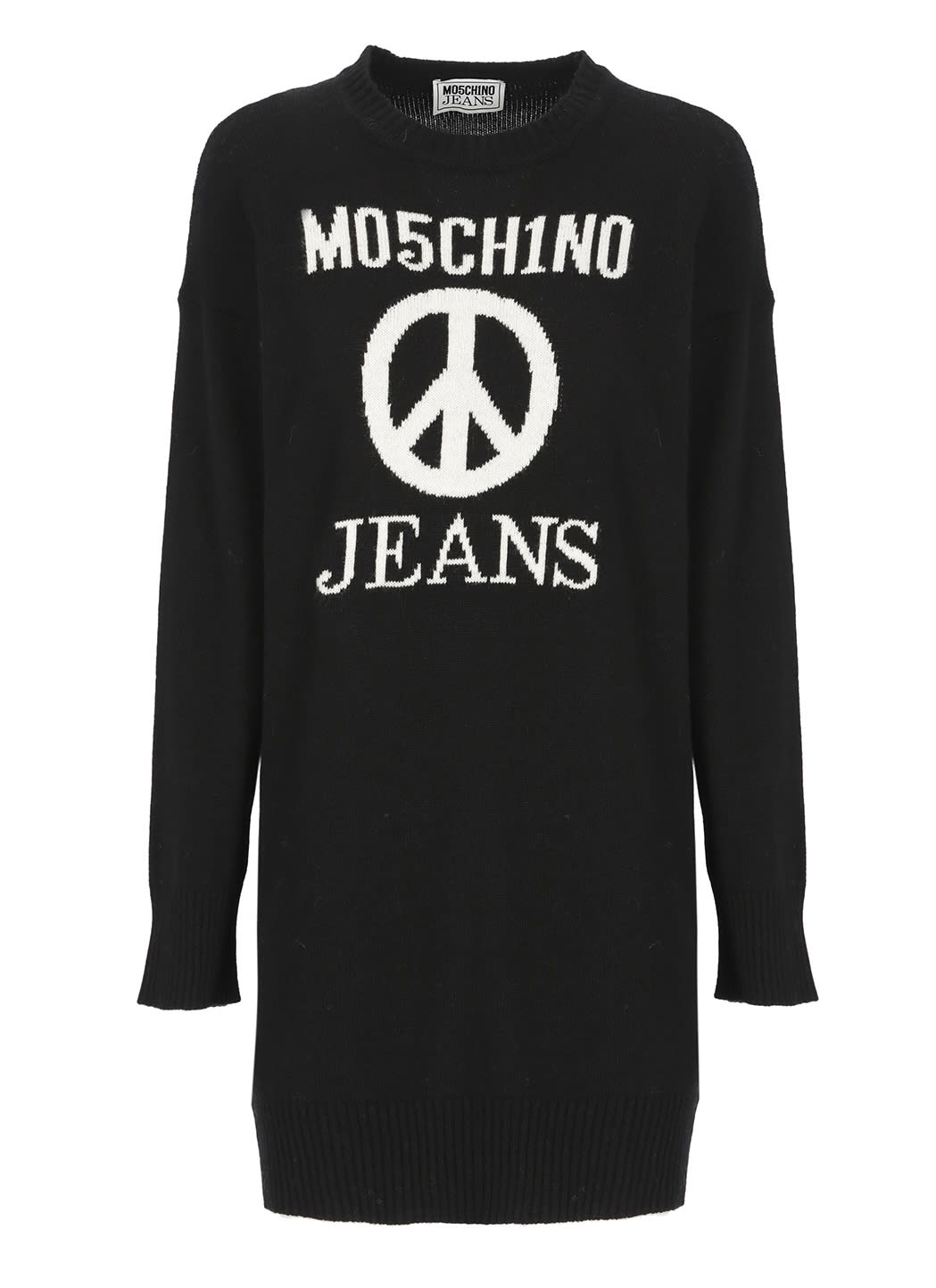 Shop M05ch1n0 Jeans Jeans Logo Intarsia-knit Dress In Black