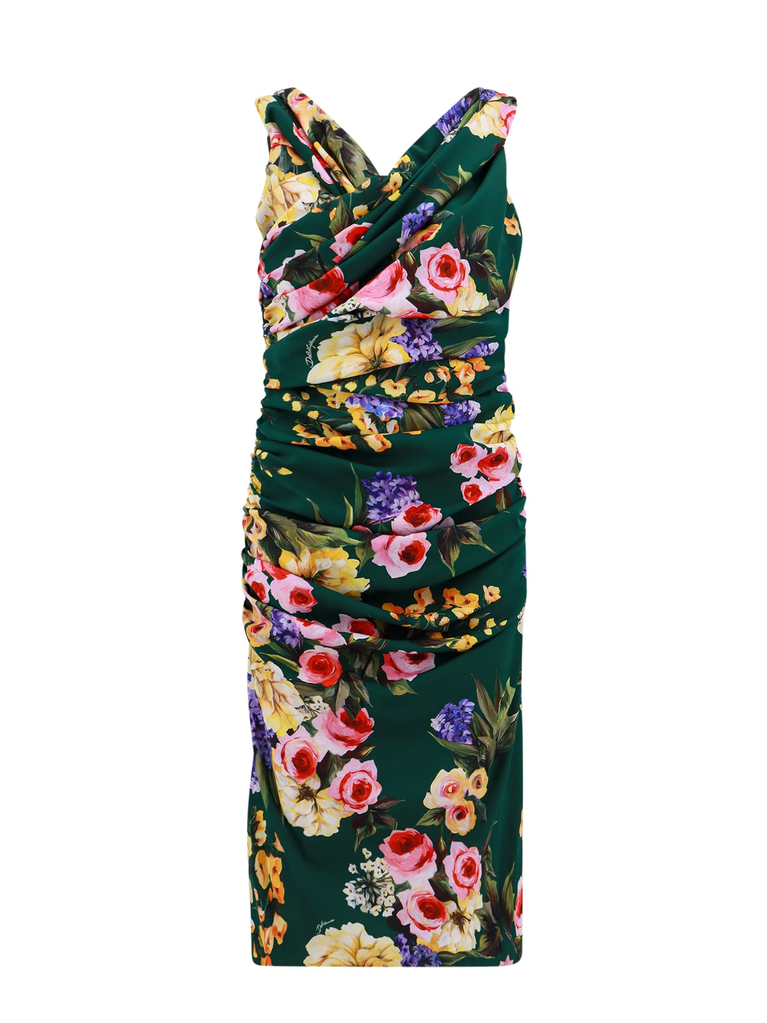 Shop Dolce & Gabbana Dress In Yb Fondo Verde