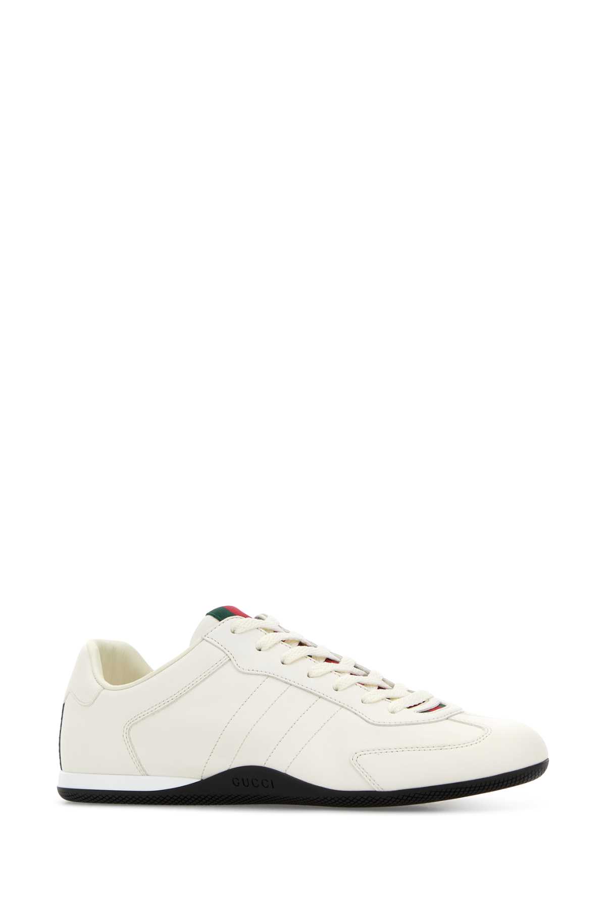 Gucci White Calf Leather Bos Taurus Low Top Sneakers In Neutral