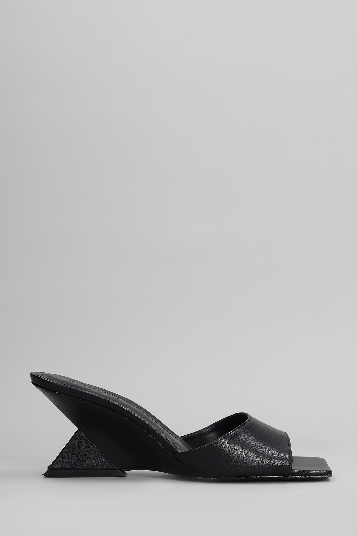 SCHUTZ ABBIE SCULPT SLIPPER-MULE IN BLACK LEATHER