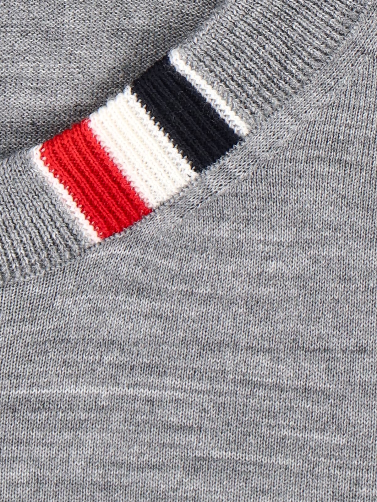 Shop Thom Browne Tricolor Detail Sweater In Gray