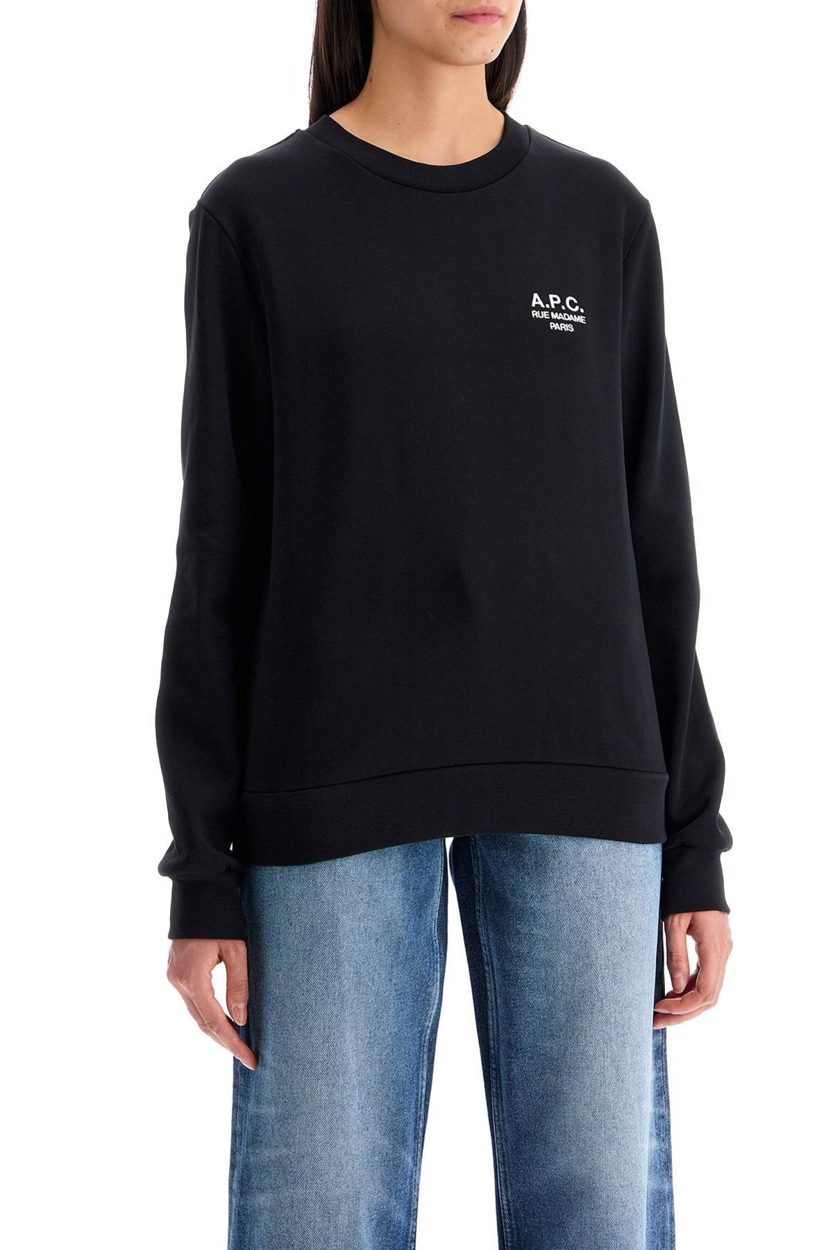 Shop Apc Rue Madame Crewneck Sweat In Noir/blanc (black)