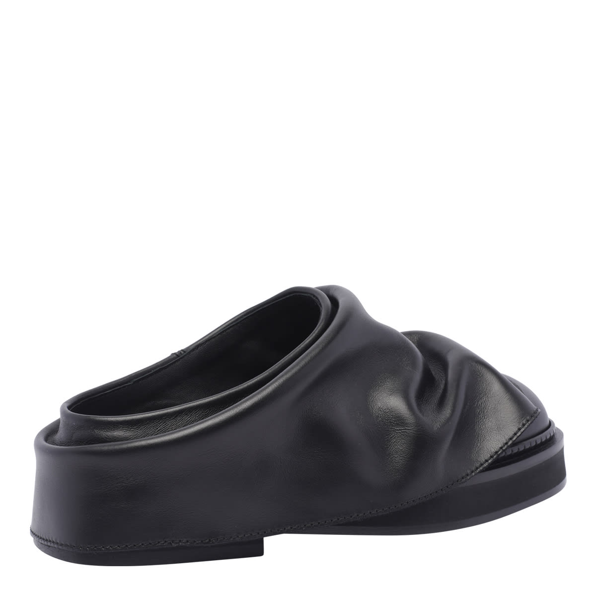 Attico Black Leather Mules In Black