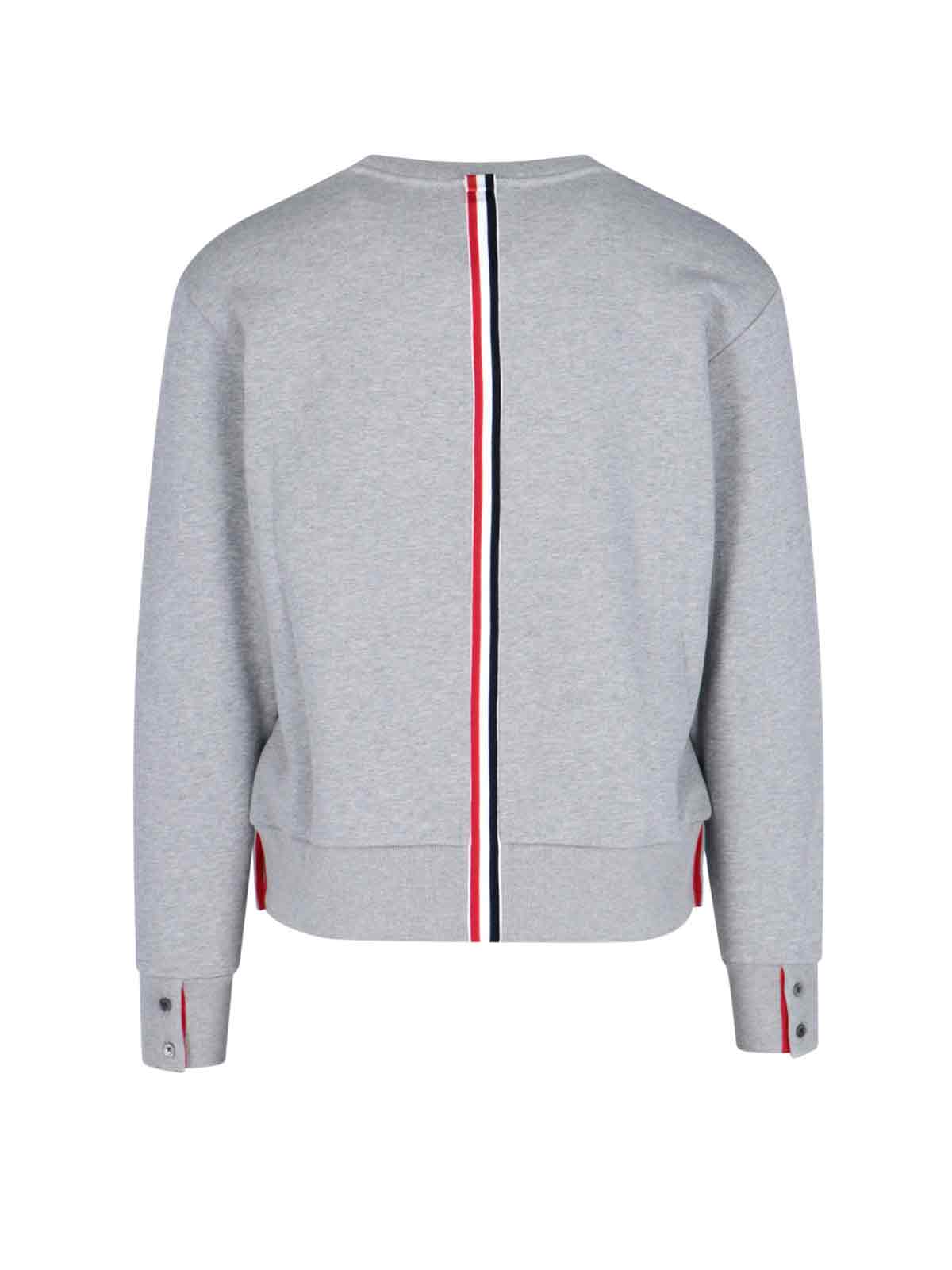 Shop Thom Browne - Tricolor Grosgrain Sweatshirt In Gray