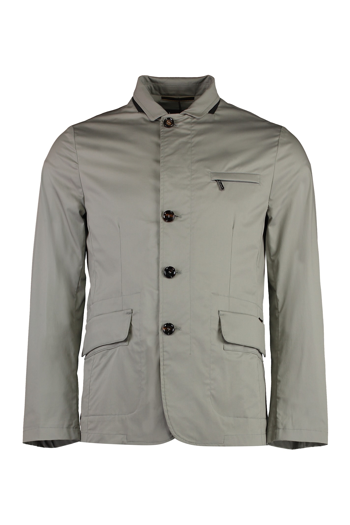 Moorer Single-breasted Cotton Blazer In Grey