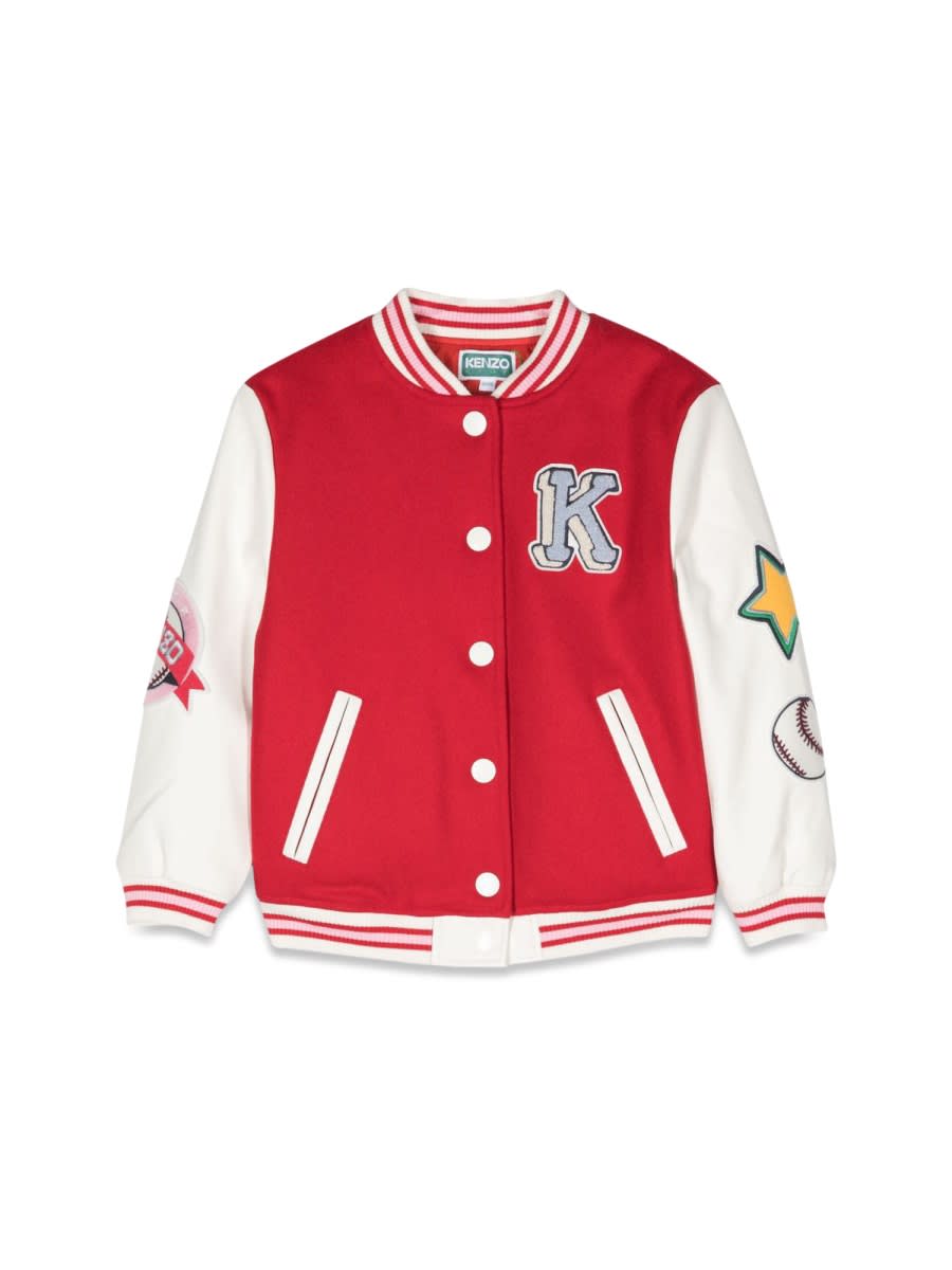 Shop Kenzo Varsity Jacket In Red