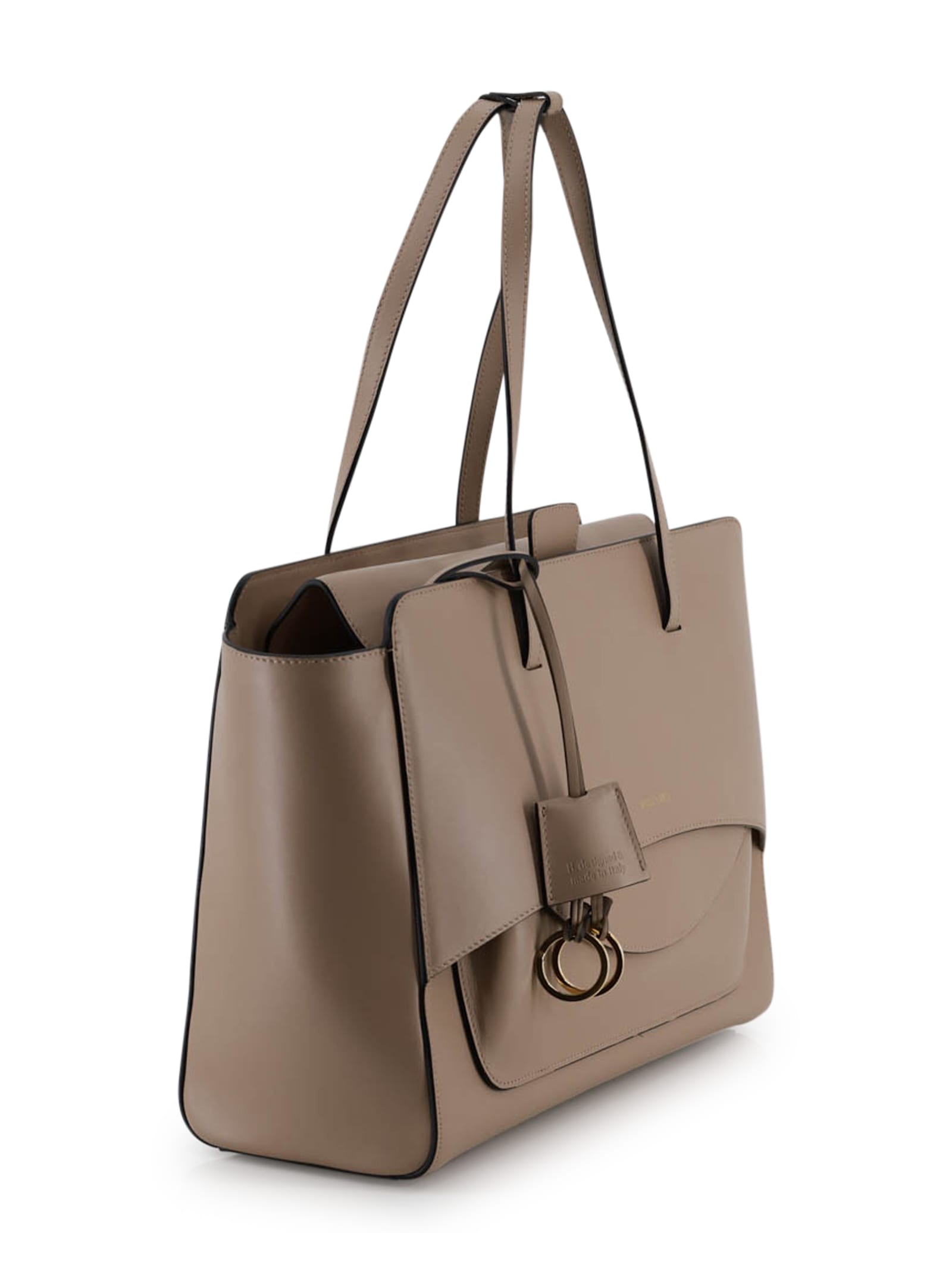 Hidesins Soft Calfskin Leather Shoulder Bag With Top Handles In Neutral