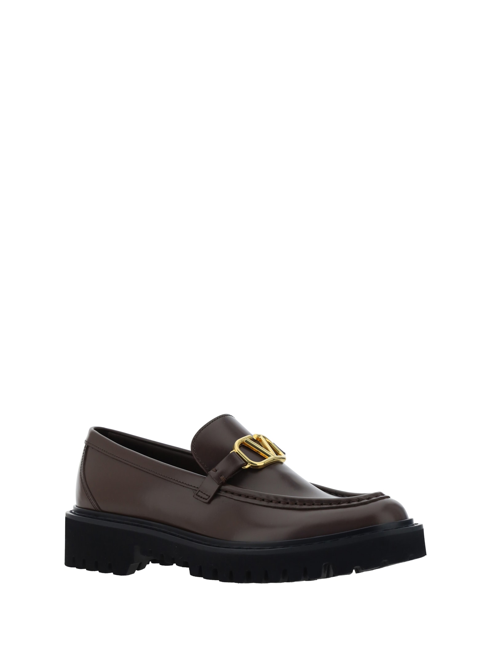 Shop Valentino Garavani Vlogo Loafers In Cacao