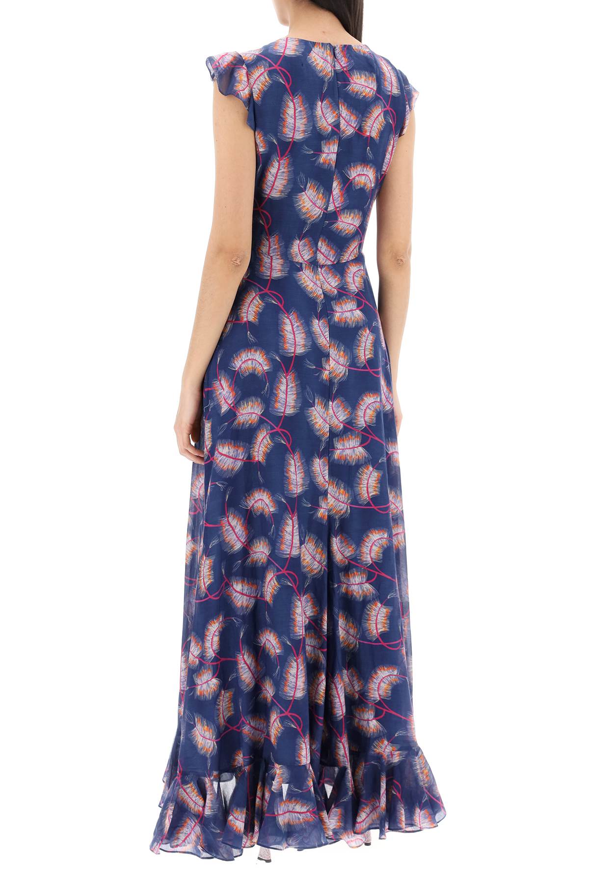 Shop Saloni Maxi Cotton And Silk Emma Dress. In Quill Navy (blue)