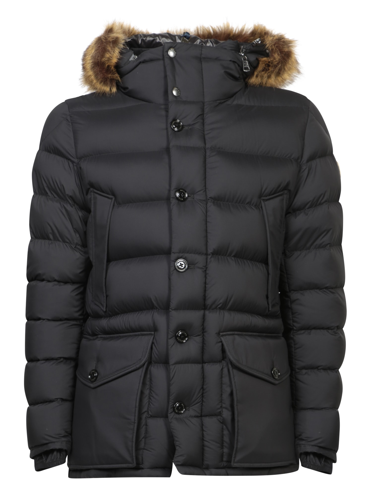 Shop Moncler Cluny Black Parka Jacket