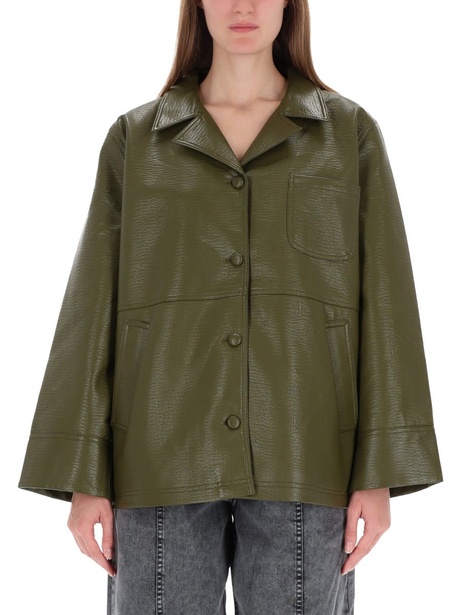 Baum Und Pferdgarten Buttoned Pocket Military Jacket In Green