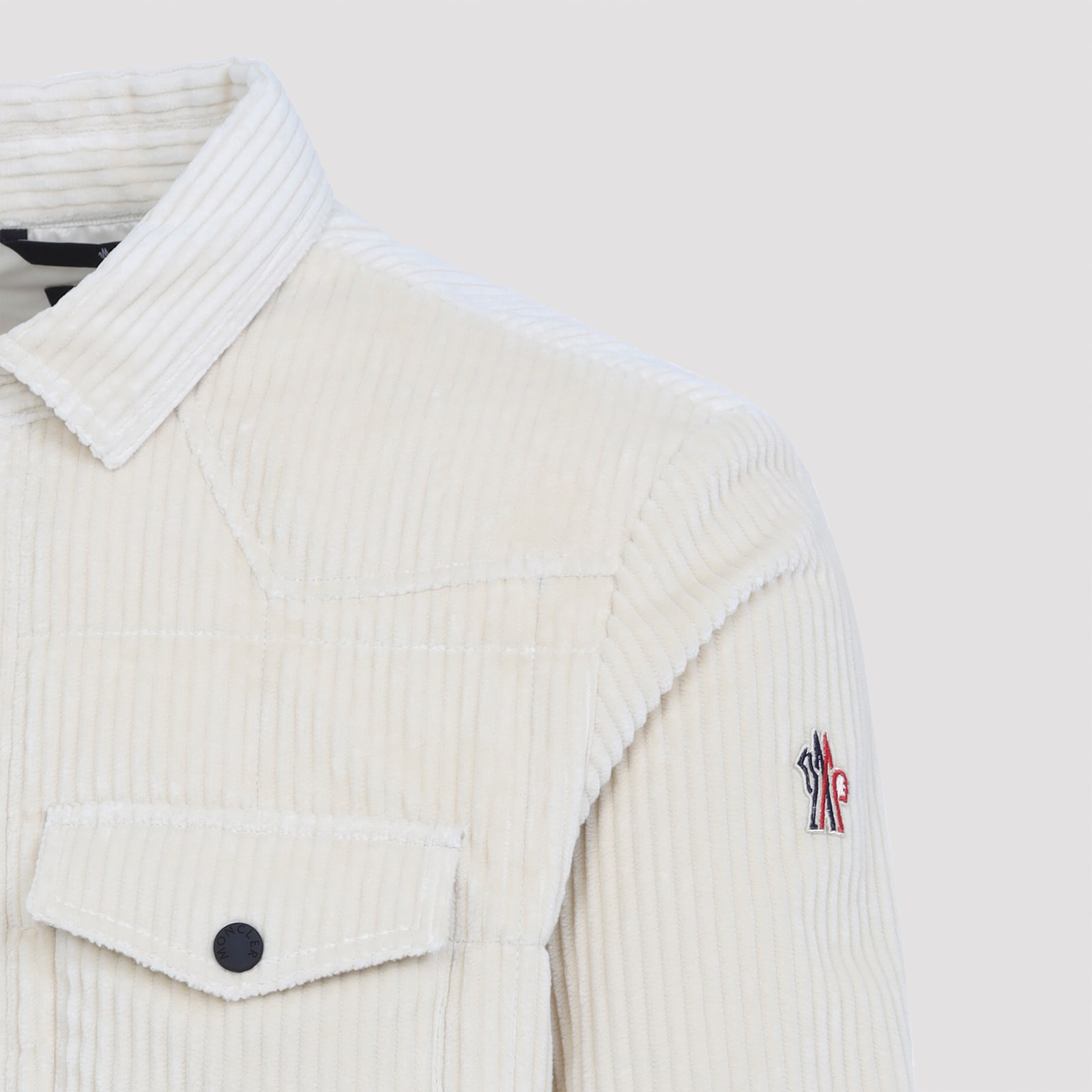 Moncler Grenoble Miscellaneous White Cotton Gelt Shirt Jacket In Animal Print