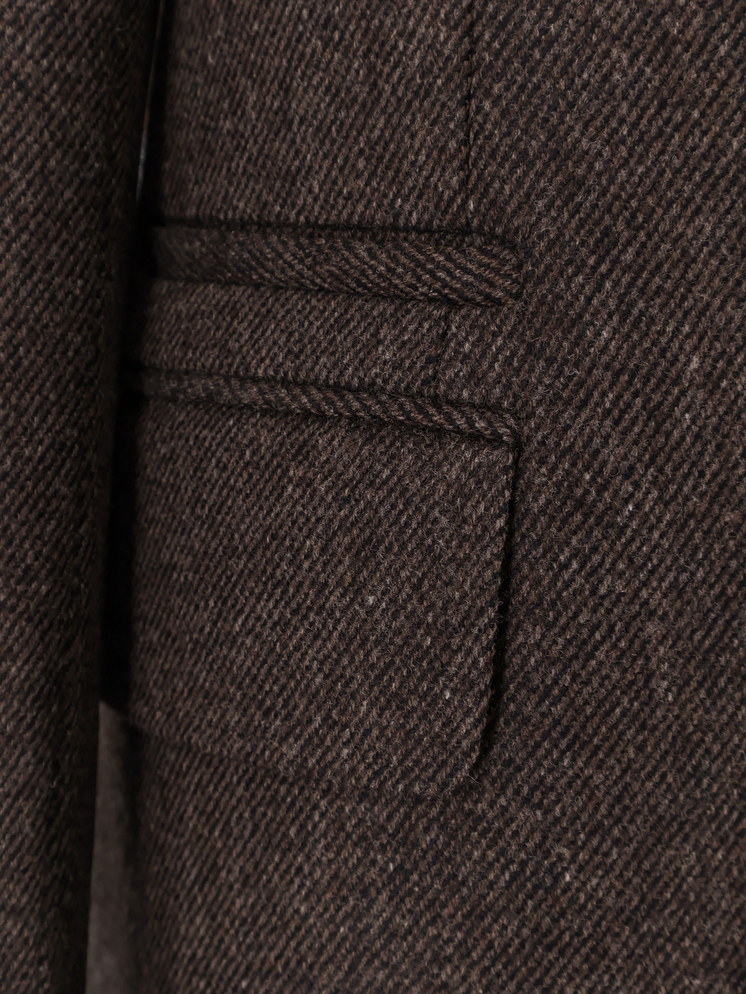 Zegna Long Single-breasted Wool Coat With Flap Pockets In Brown