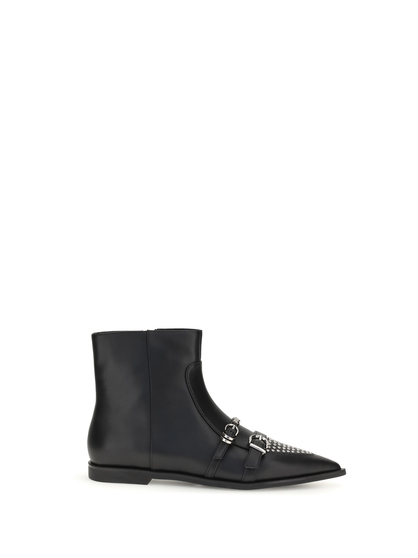 Pinko Leather Boots With Studs And Straps