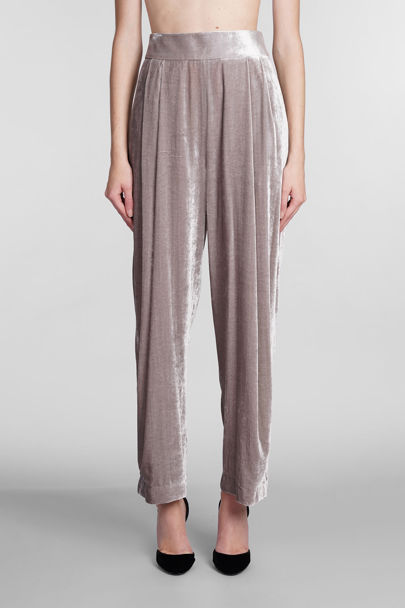 Emporio Armani Pants In Grey Velvet