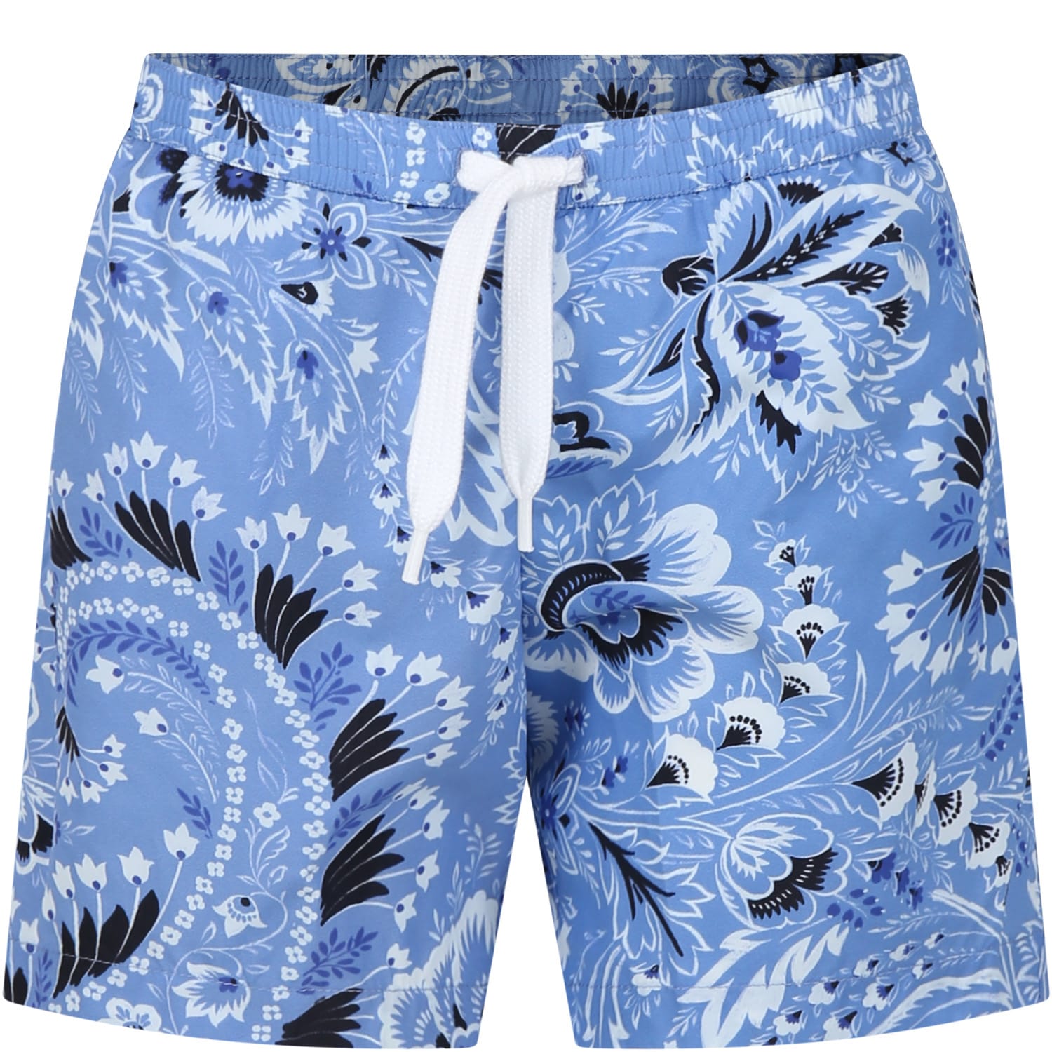 Etro Sky Blue Swim Boxer For Boy With Paisley Pattern