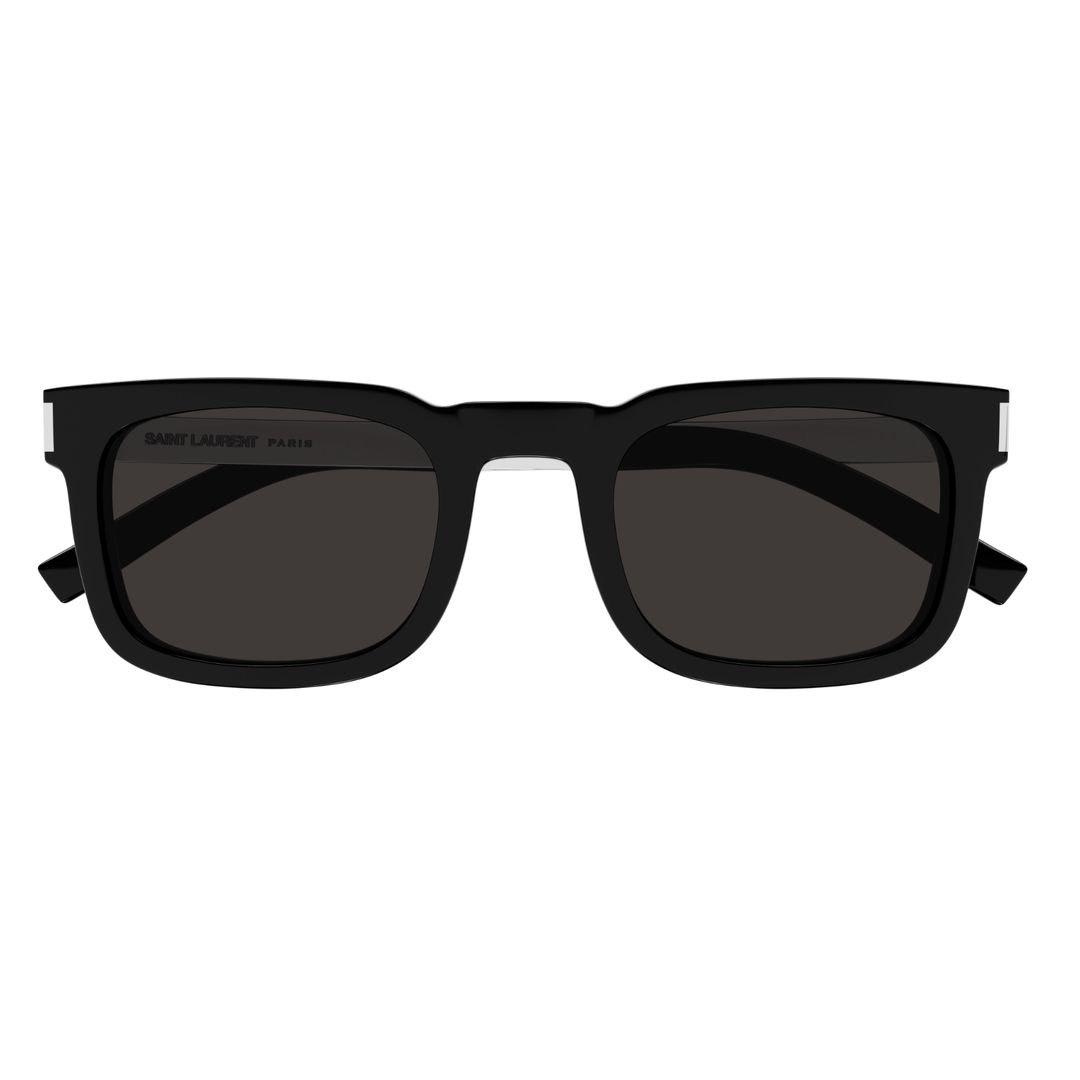 Saint Laurent Square Frame Sunglasses Sunglasses In 001 Black Silver Black