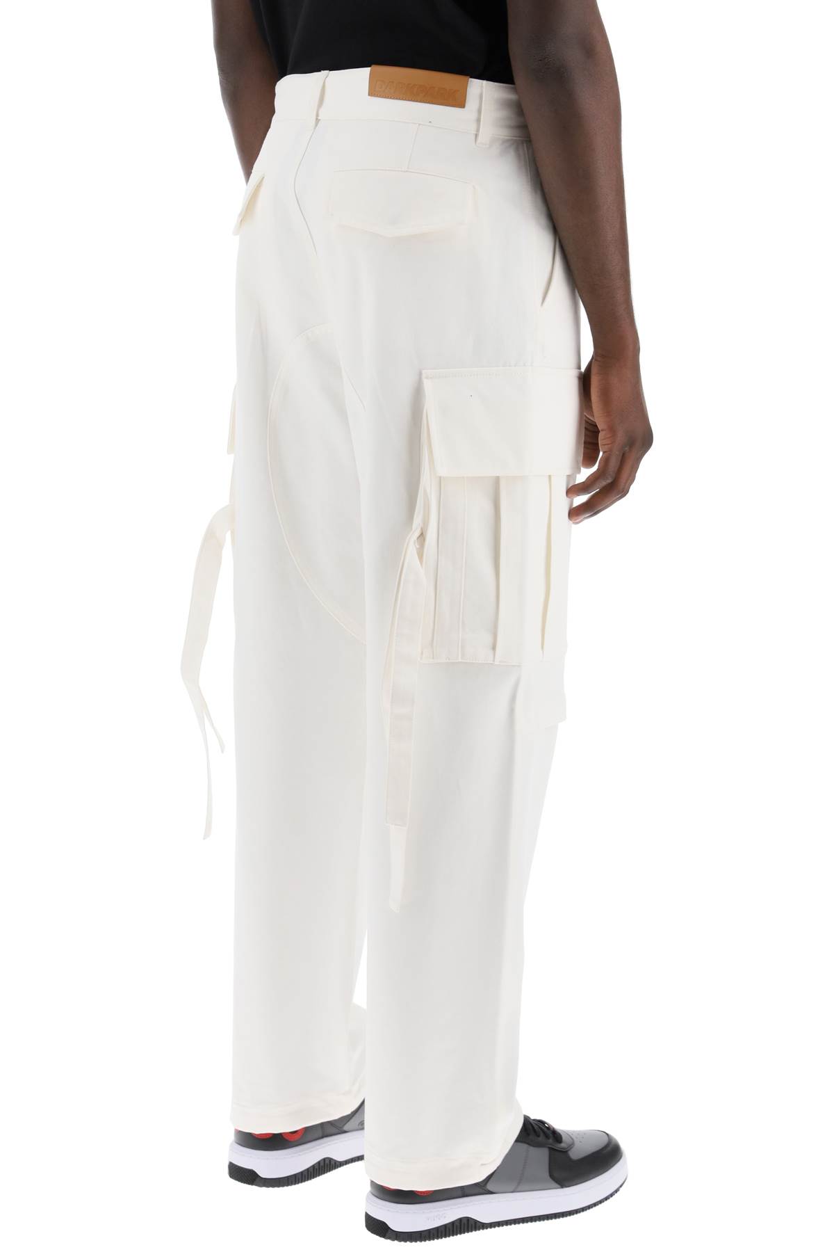 Shop Darkpark Saint Cotton Cargo Pants In Off White (white)