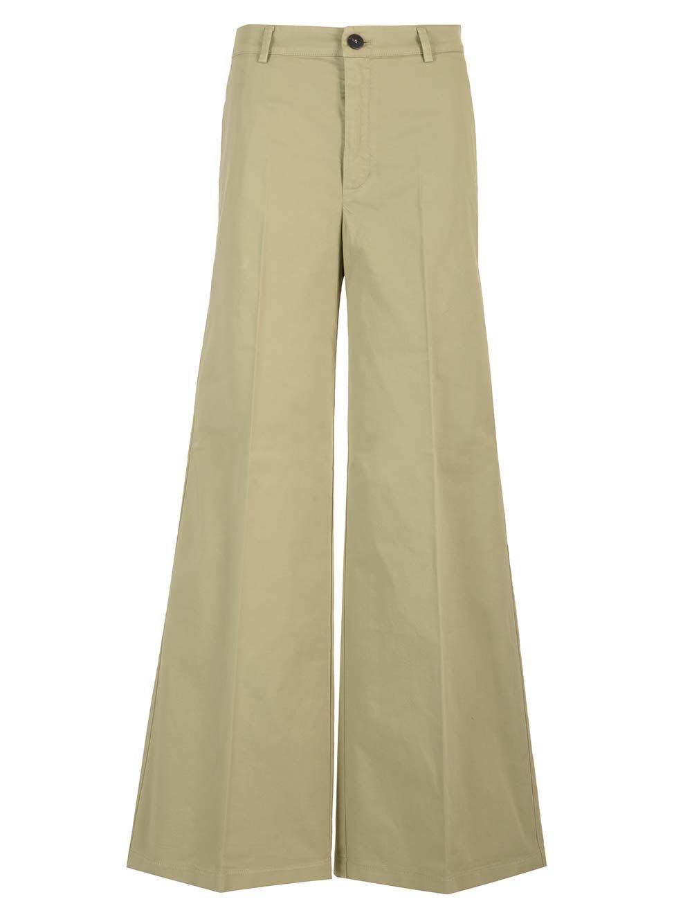 Shop Forte Forte Cotton Twill Flared Trousers In Green