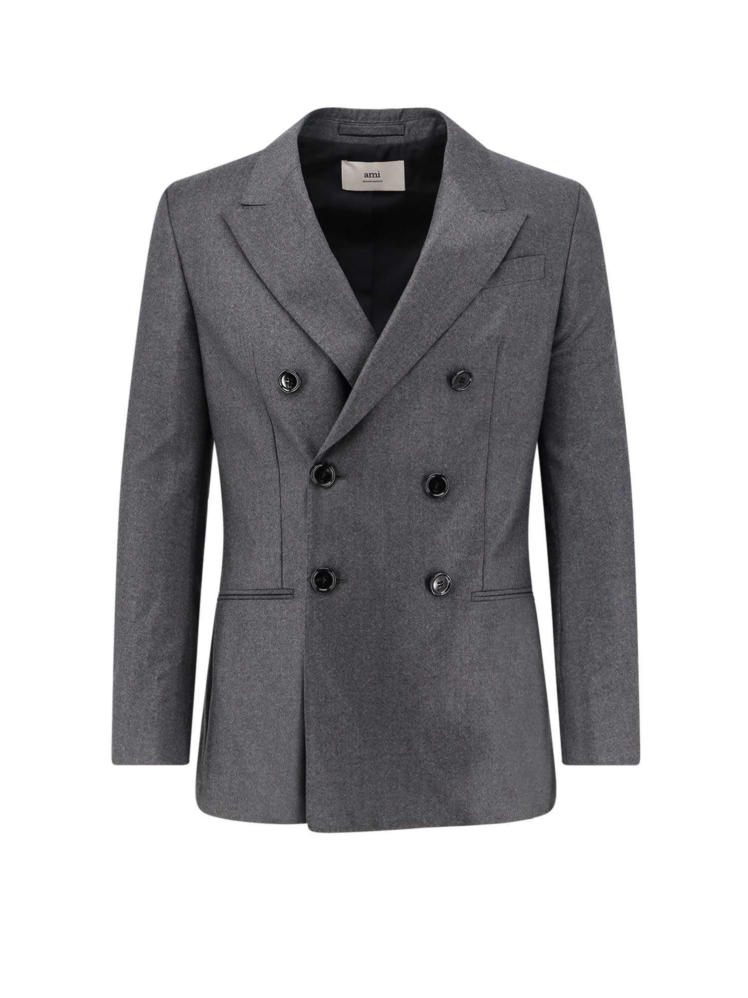 Ami Alexandre Mattiussi Ami Paris Men Double-breasted Virgin Wool Blazer In Gray